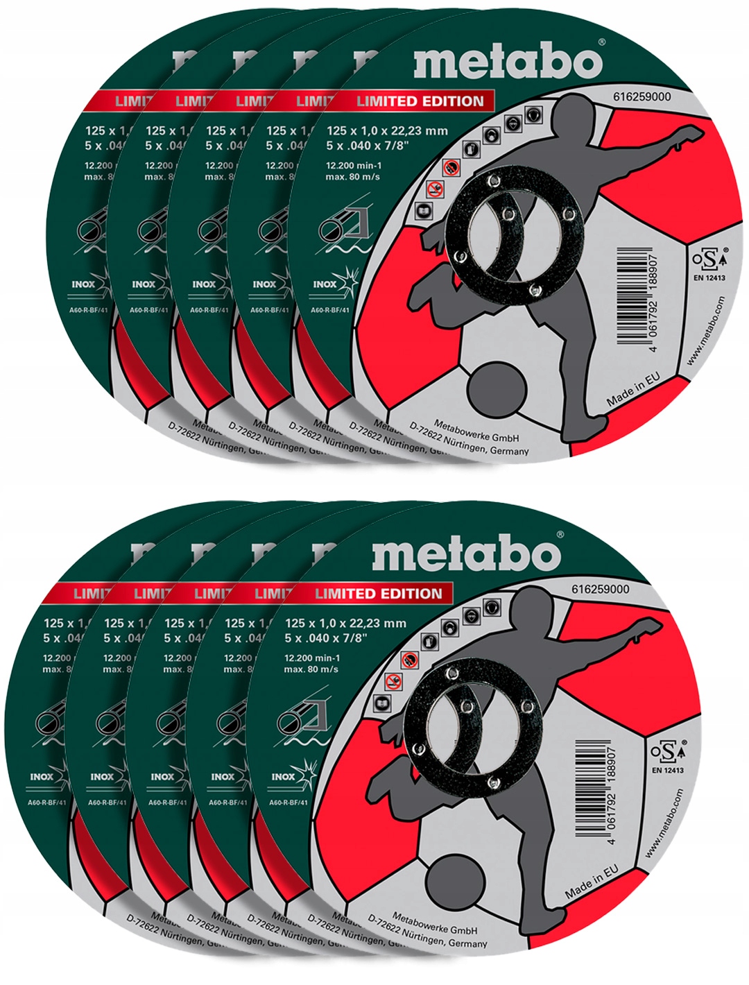 

10 tarcz do metalu Inox 125x1mm Metabo 616259000