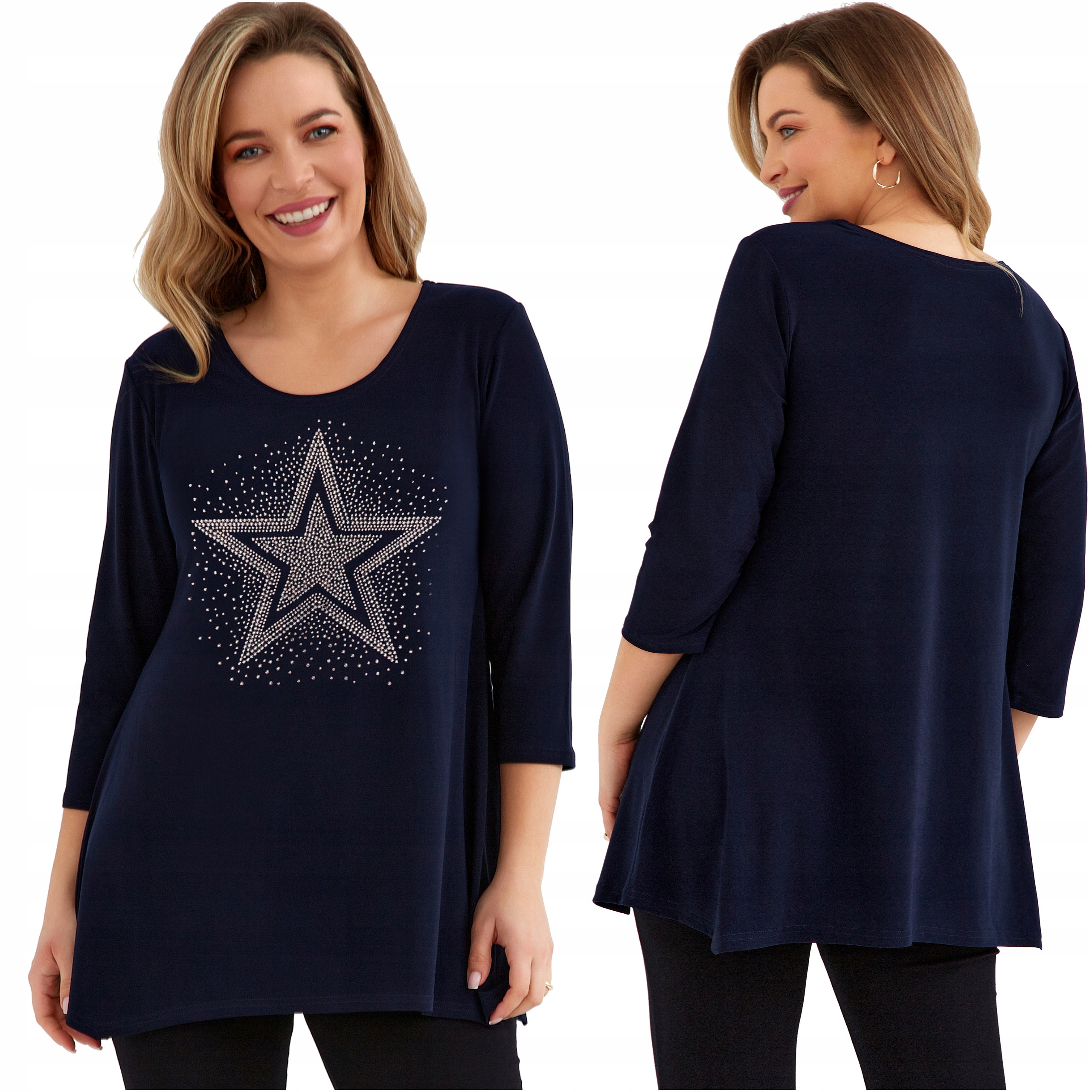 Dámská tunika Velké velikosti Volná Dlouhá Plus Size Polský Výrobce Mikina