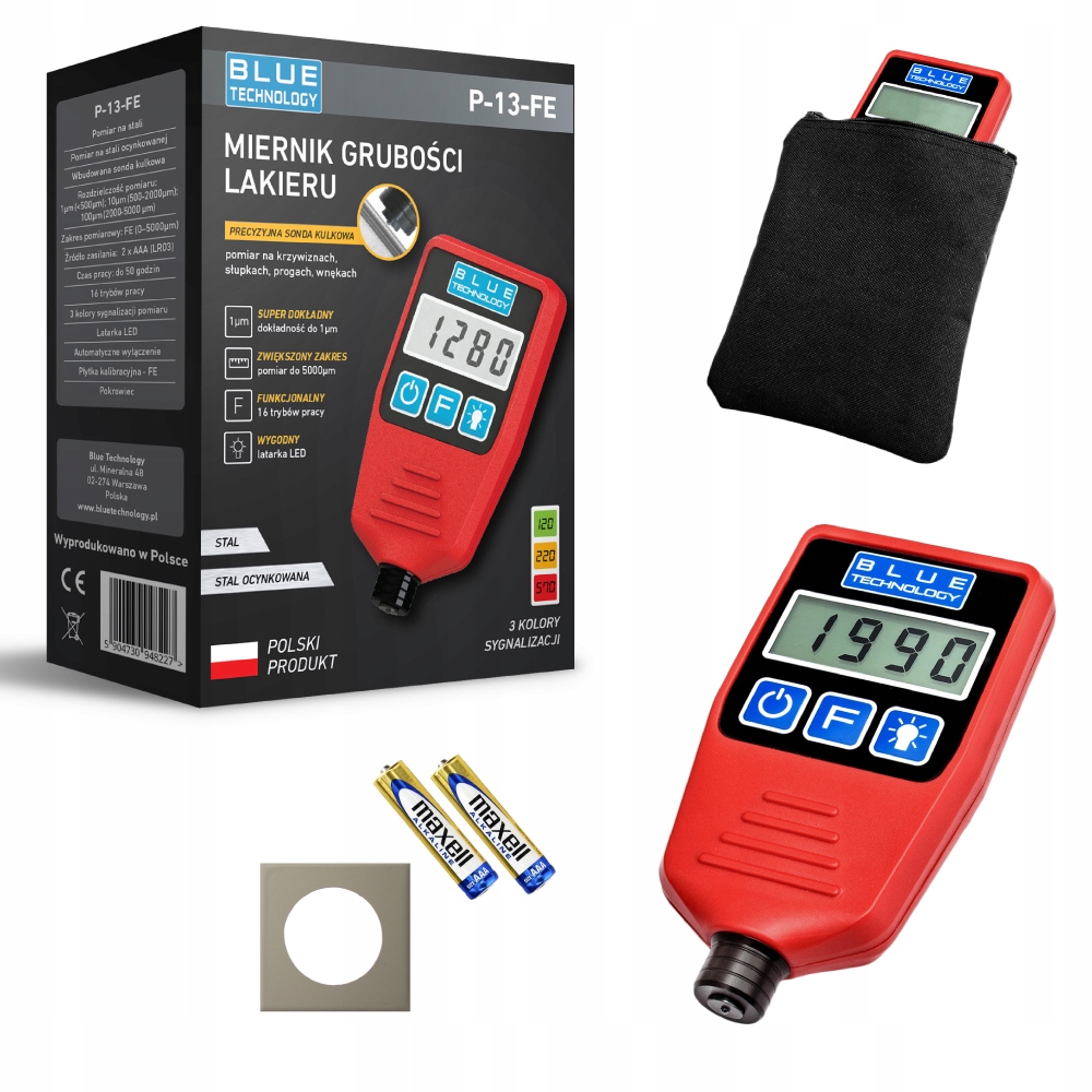 Měřič tloušťky laku Tester P-13-FE Ocel, Kuličková sonda