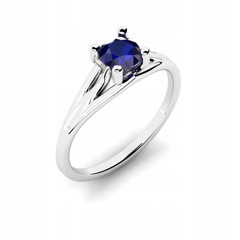 

Pierścionek Z Białego Złota Z Szafirową Cyrkonią