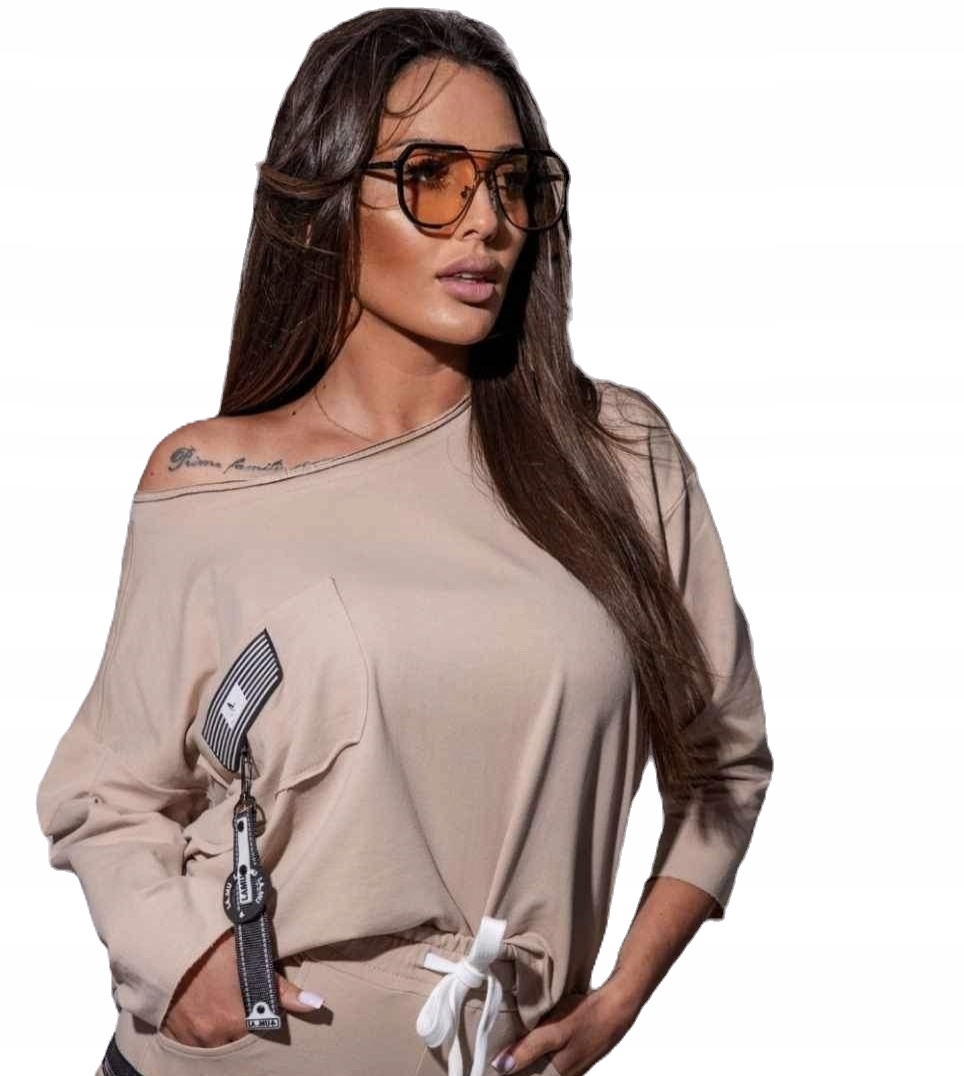 La..mu tepláková souprava Sportivo Infinity béžová mikina a černé kapsáče L/XL3