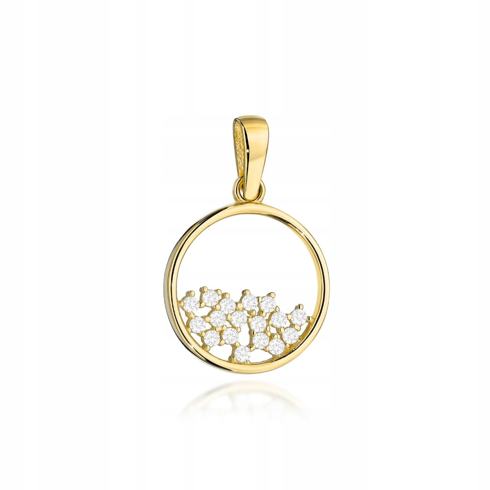 Zlatý přívěsek 585 ring se zirkony, efektní doplněk, módní design 14k