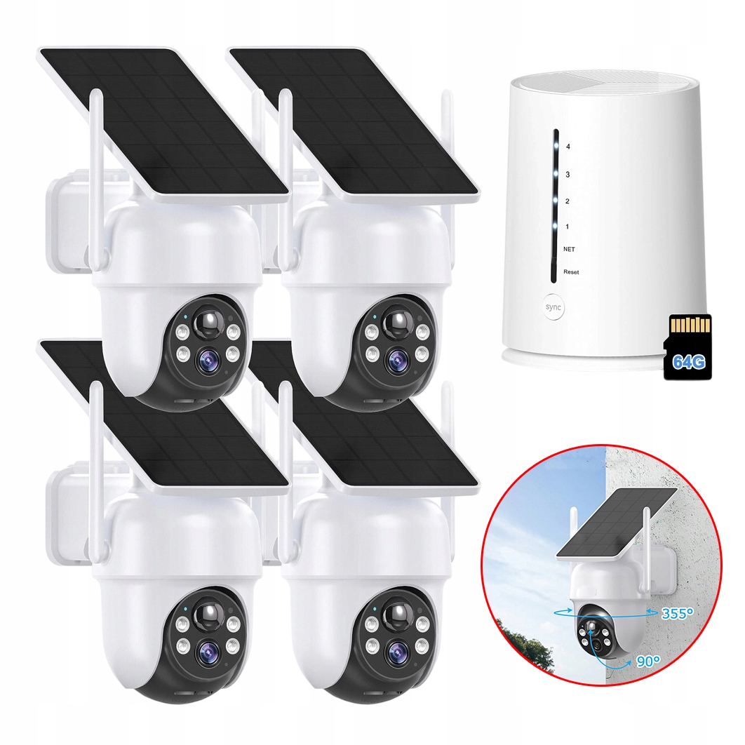Sada Pro Monitorování Wifi 4 Otočné Kamery 4MPX Solární Audio 4X Zoom