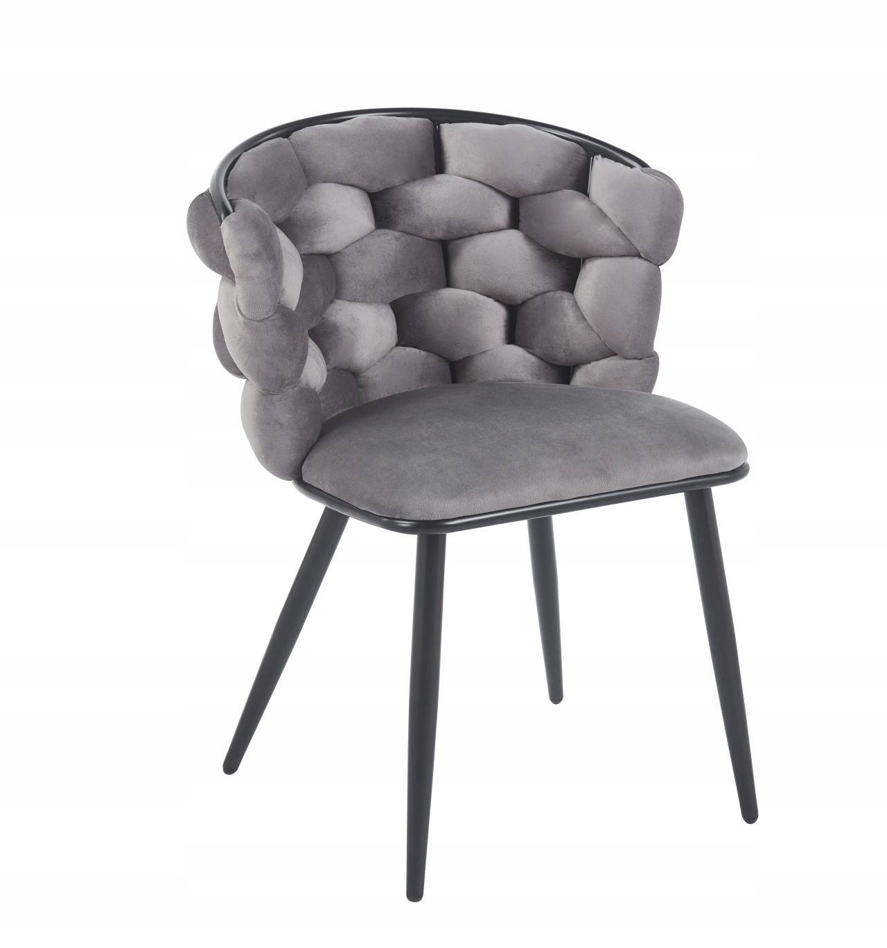 Krzesło Tapicerowane Plecione Velvet Szary Czarny K47-FX