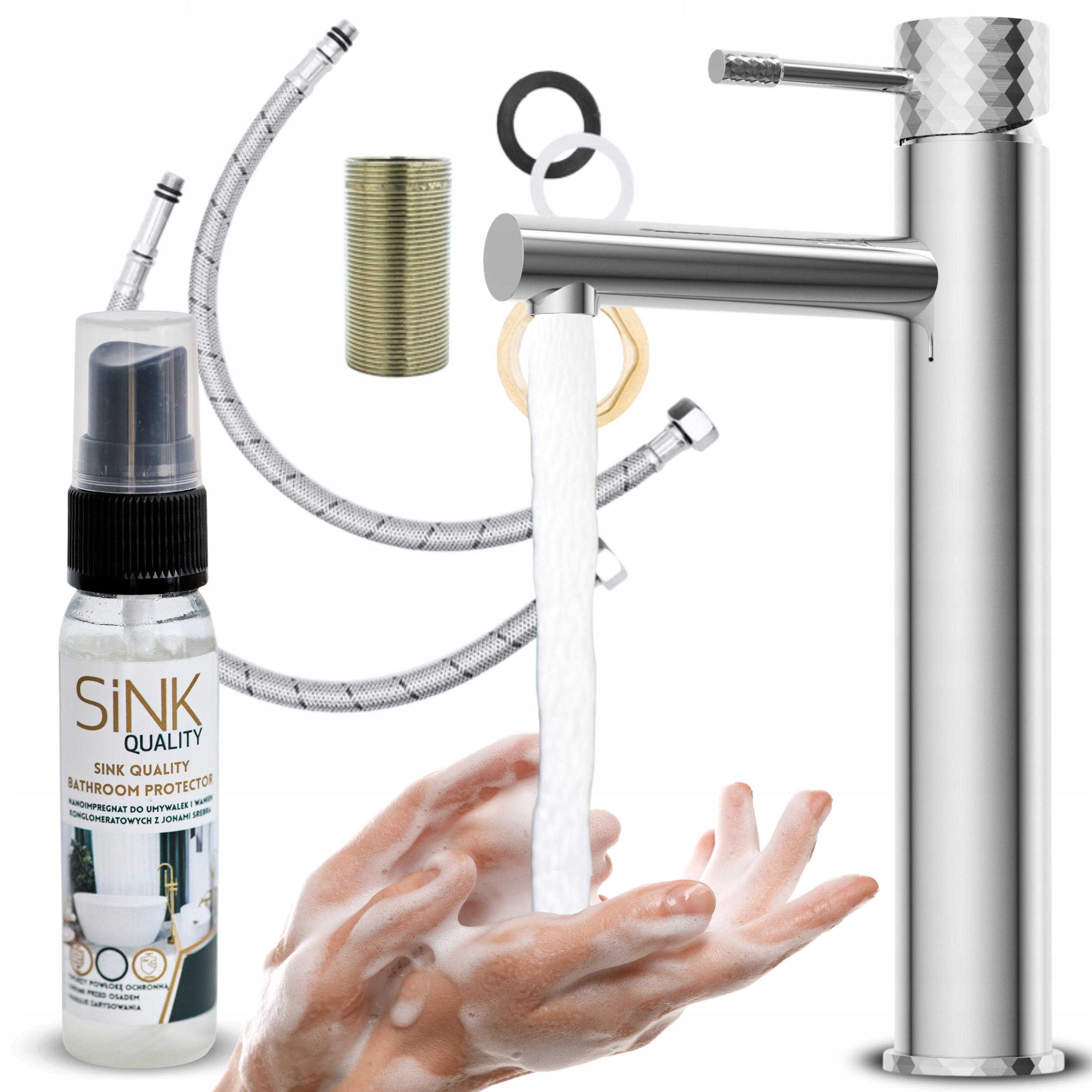 Umyvadlová stojánková koupelnová baterie Baterie vysoká Chrom Impregnat