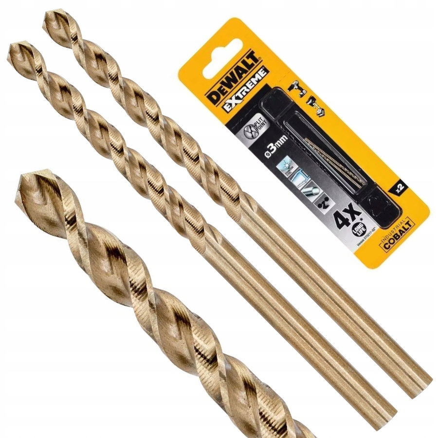 

Wiertło do metalu cobalt 3mm 2szt Dewalt DT4902