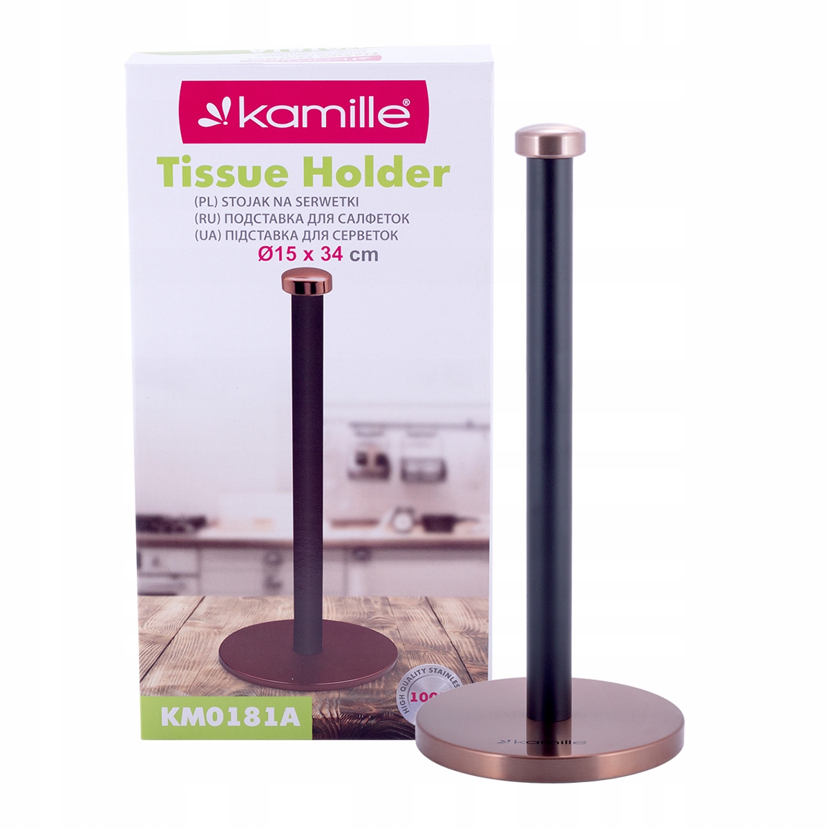 STOJAK KUCHENNY METALOWY NA RĘCZNIK PAPIEROWY RĘCZNIKI PAPIEROWE KAMILLE Długość/wysokość 34.5 cm