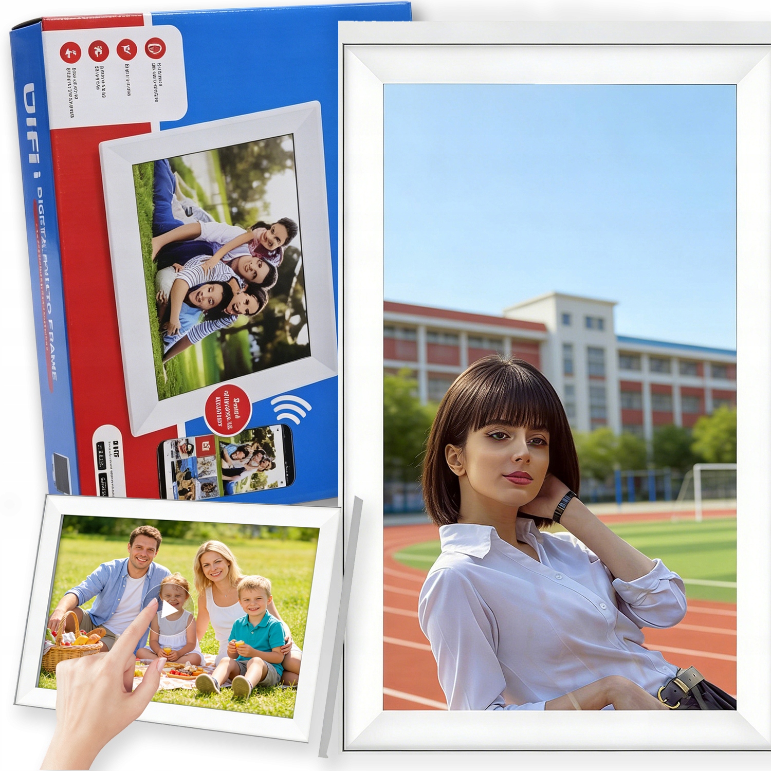 Rámeček Frameo Wifi 32GB 15.6" Dotykový Fotorámeček Bílý Hd