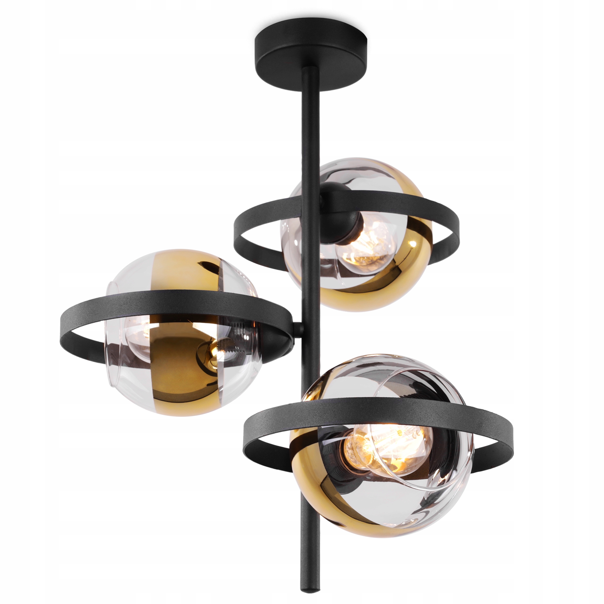 Závesná Stropná Lampa Luster Čierno-zlatá Do Obývacej Izby Spálne Loft