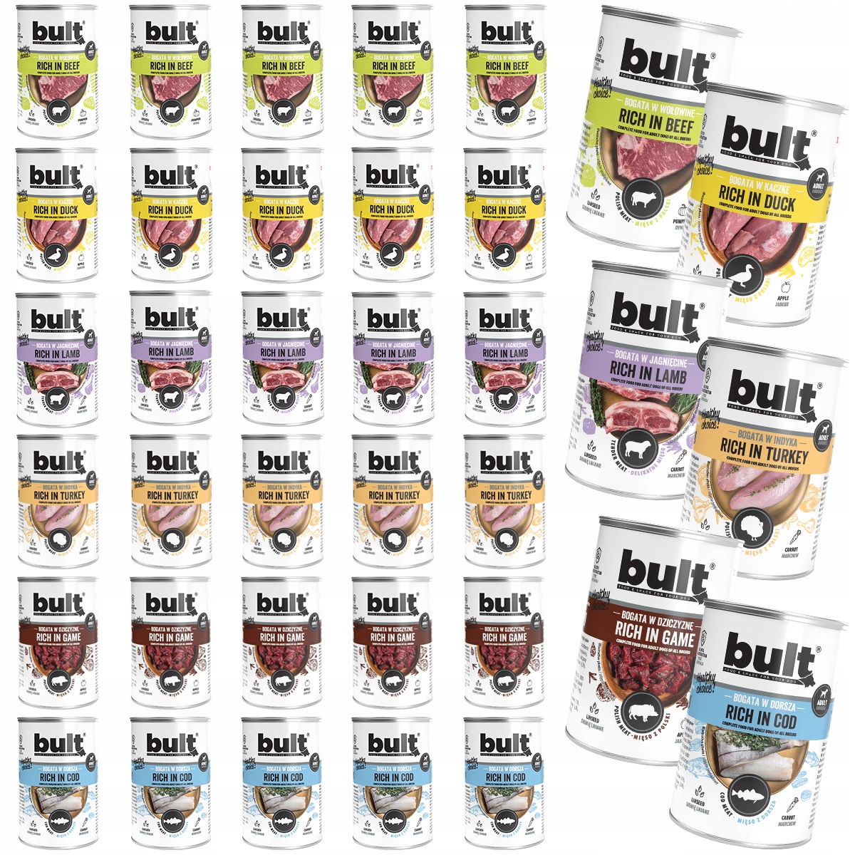 Levně Vlhké Krmivo Pro Psa Bult Plechovky Bohaté Na Chuť MIX Set 36x400g