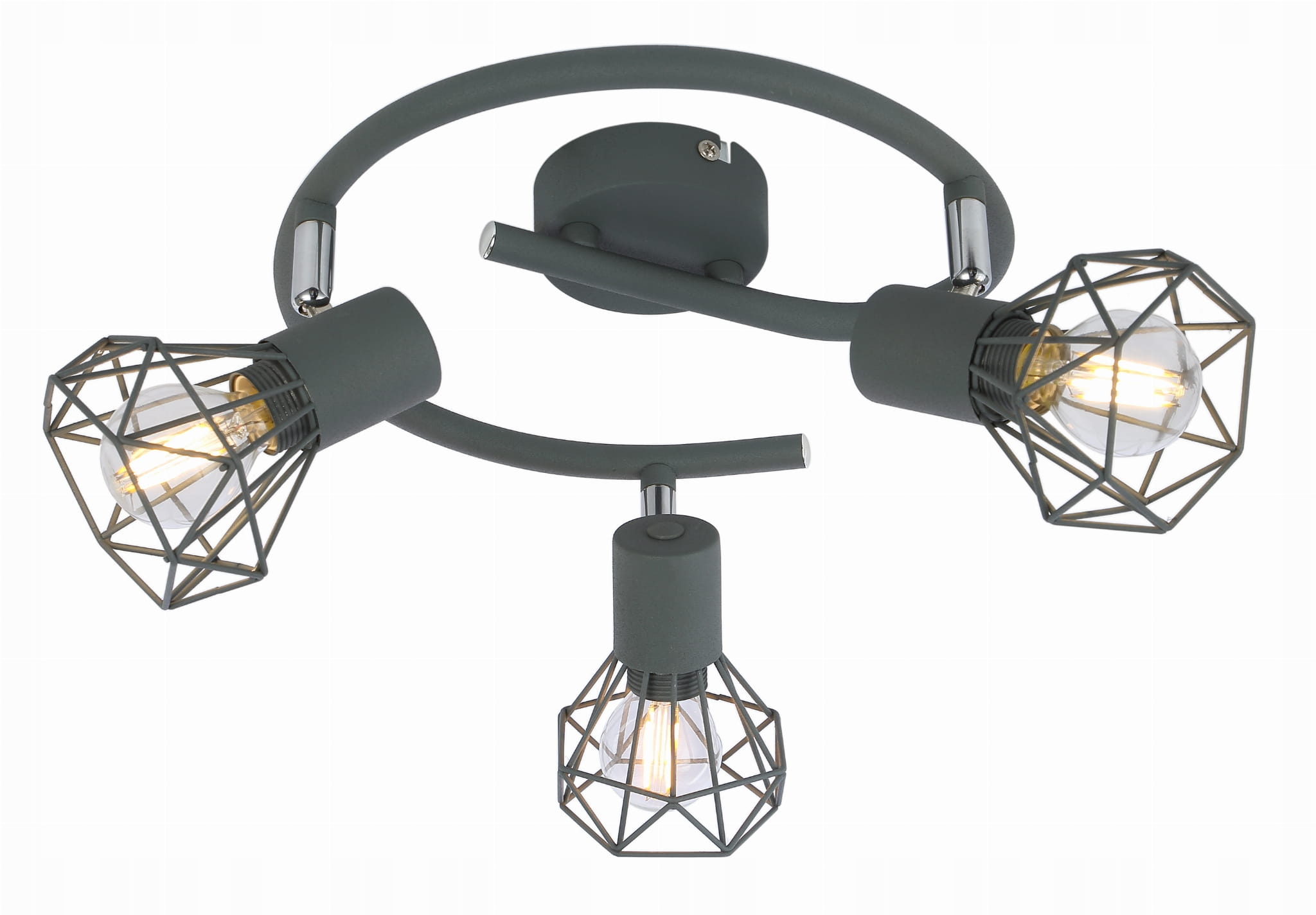 Stropné svietidlo Candellux Verve Sivé 3xE14 Kov 40W Tienidlo Ažúrové