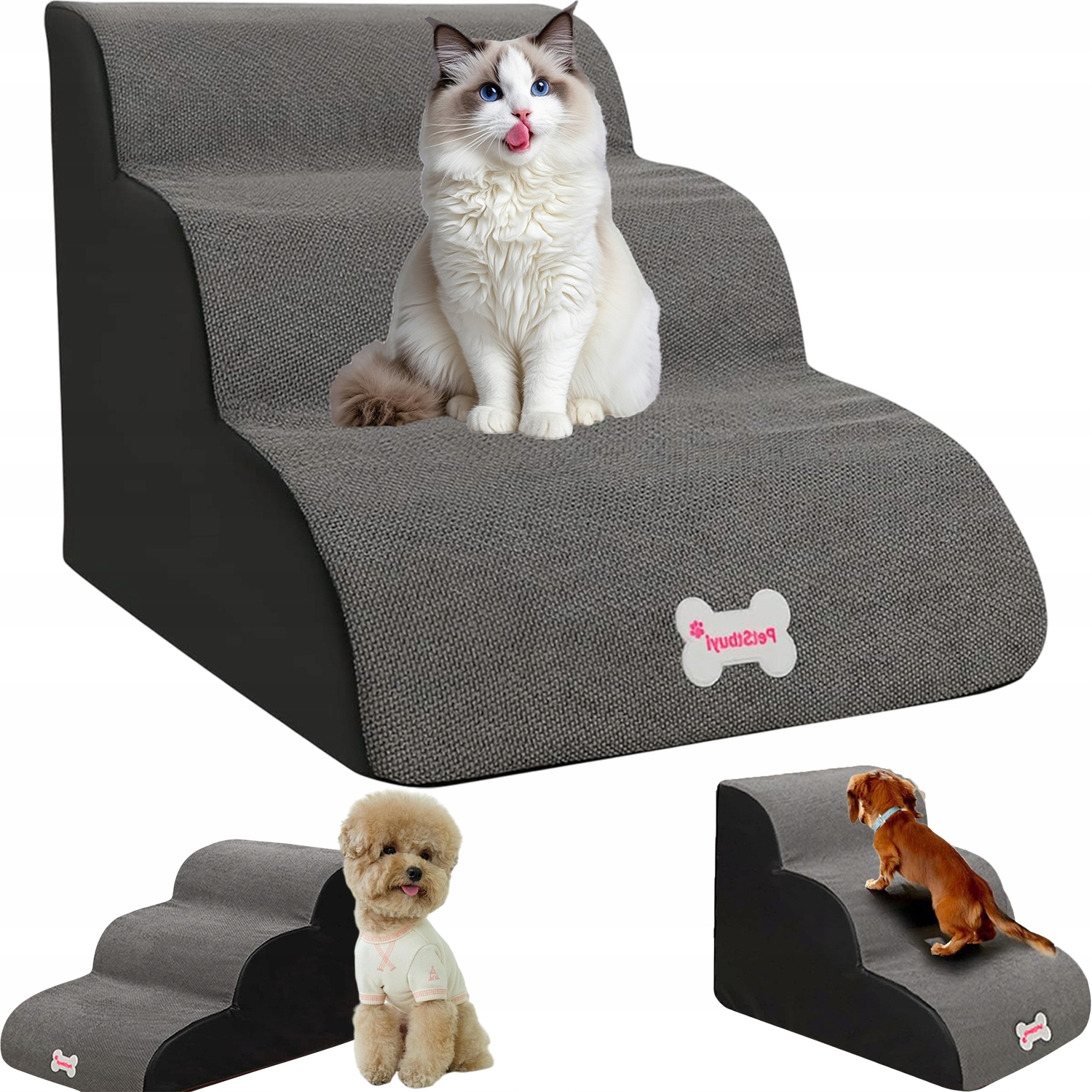 Levně Schody Pro Psa Pohodlné Pěnové Schody Pro Psa Uzamykatelný Obal 3 Úrovně