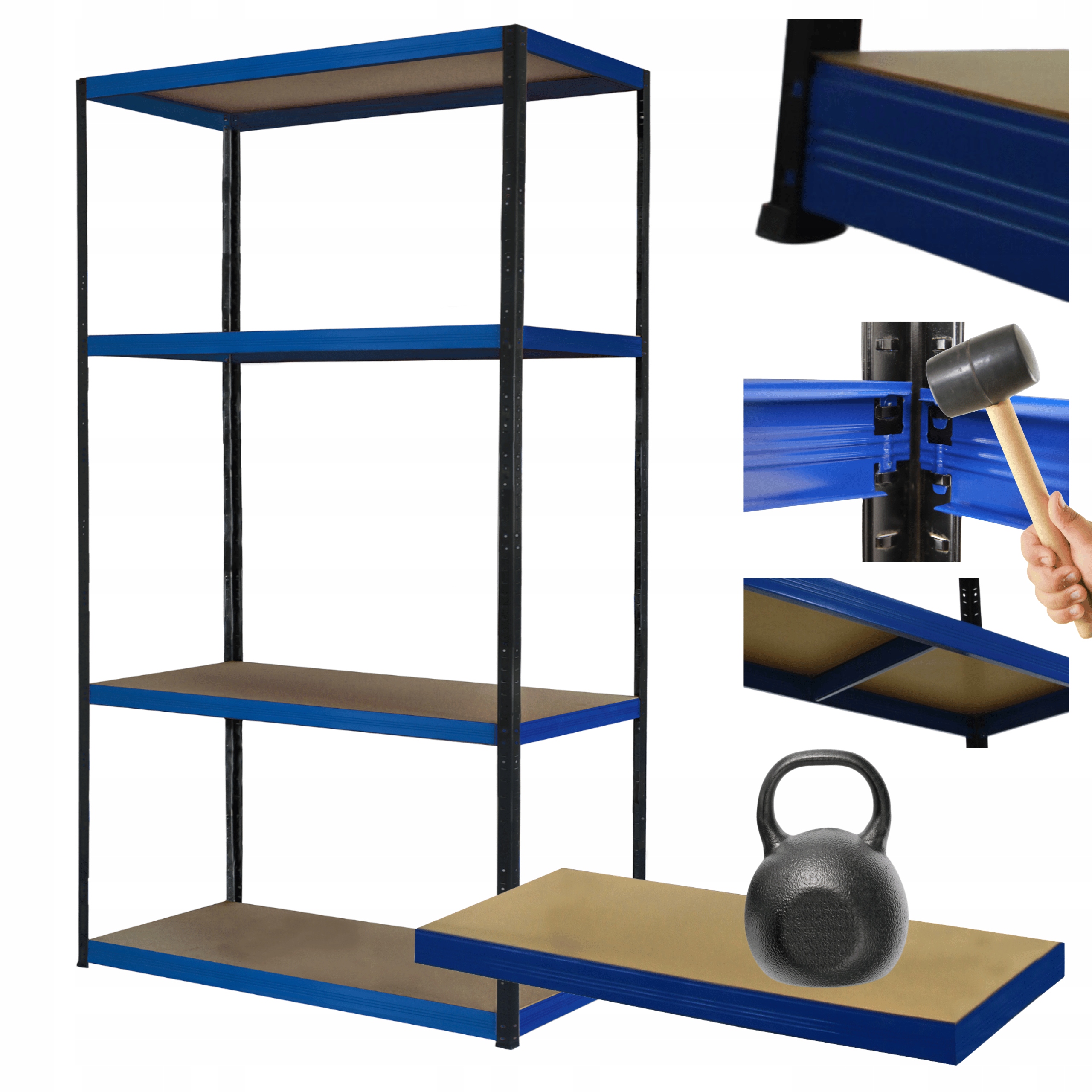 Kovový skladový regál s garážovým stojanom Helios 180x110x40 cm 4Px175 kg