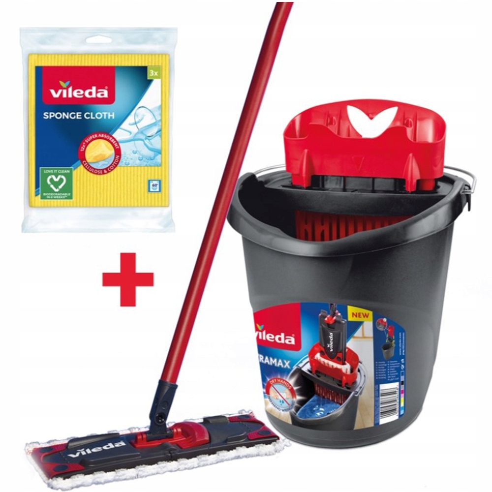 Levně Mop Vileda Ultramax Box 3 Utěrky, Plochý Vytlačovací Kbelík