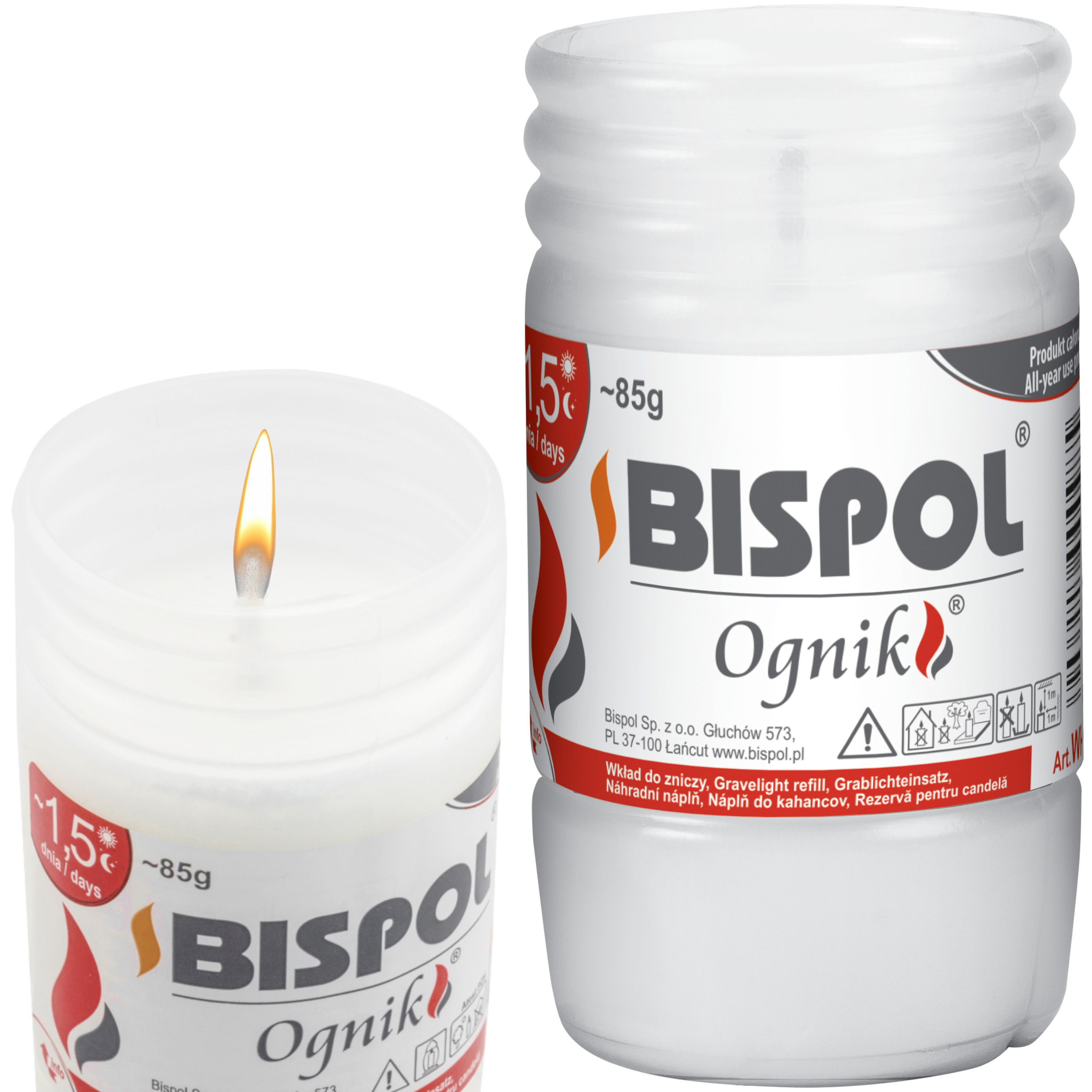 

Wkład do zniczy parafinowy Bispol 9cm 1,5 dnia 36h
