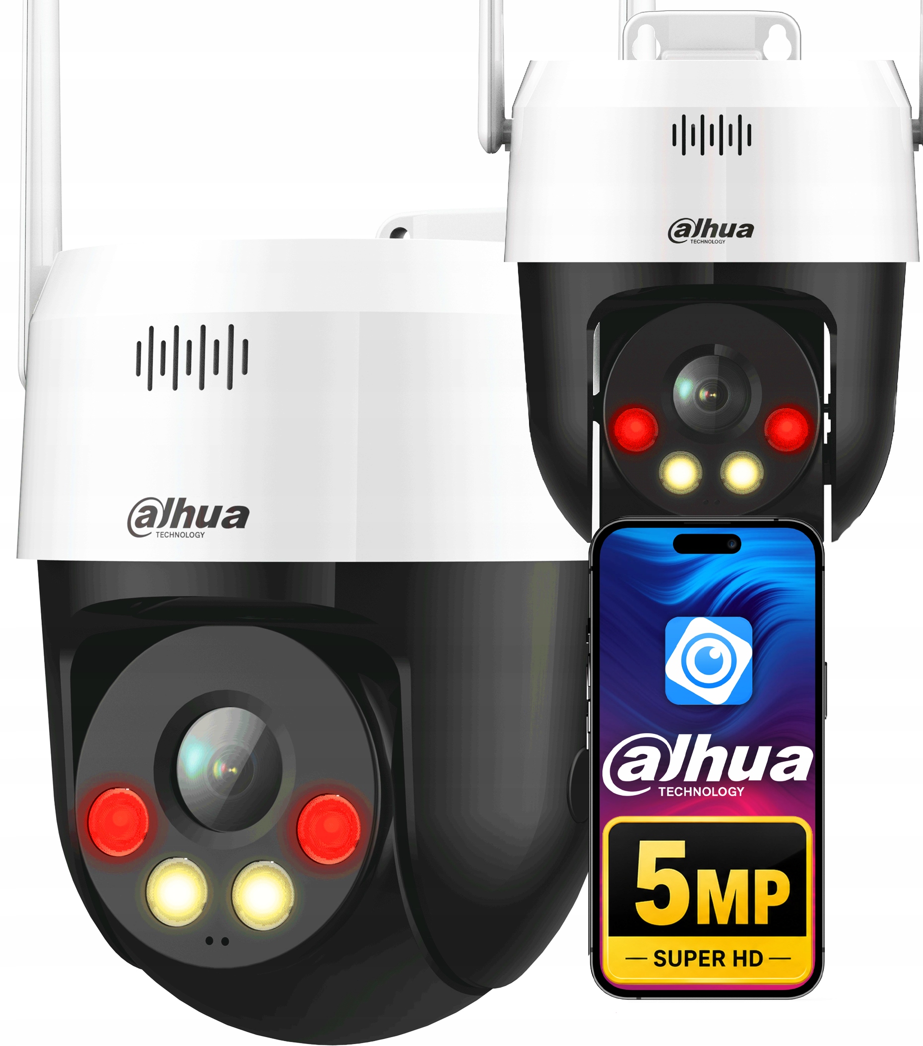 5MPx WiFi kamera Dahua otočná s aktivním zvukovým odpuzovačem Led P5AE-PV
