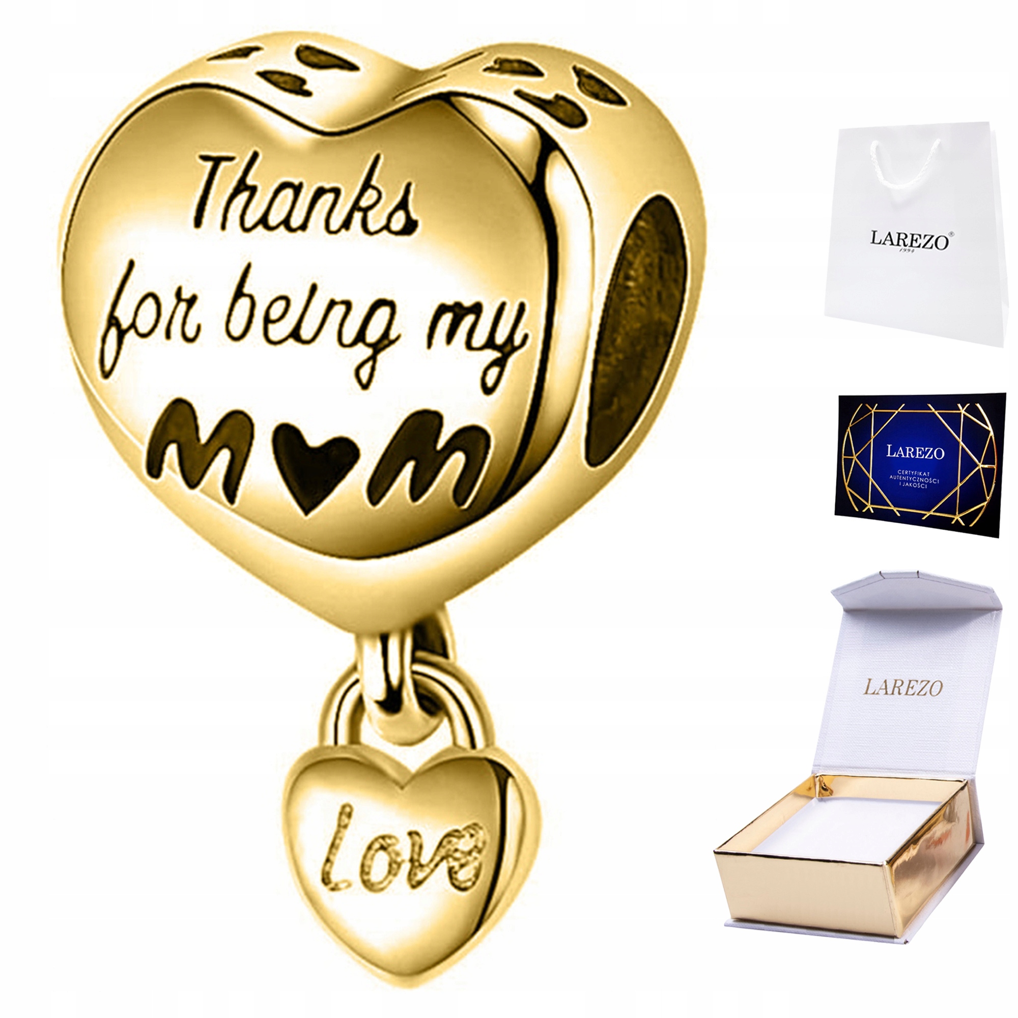 

Charms złoty Mom Mama Mother Love srebro 925