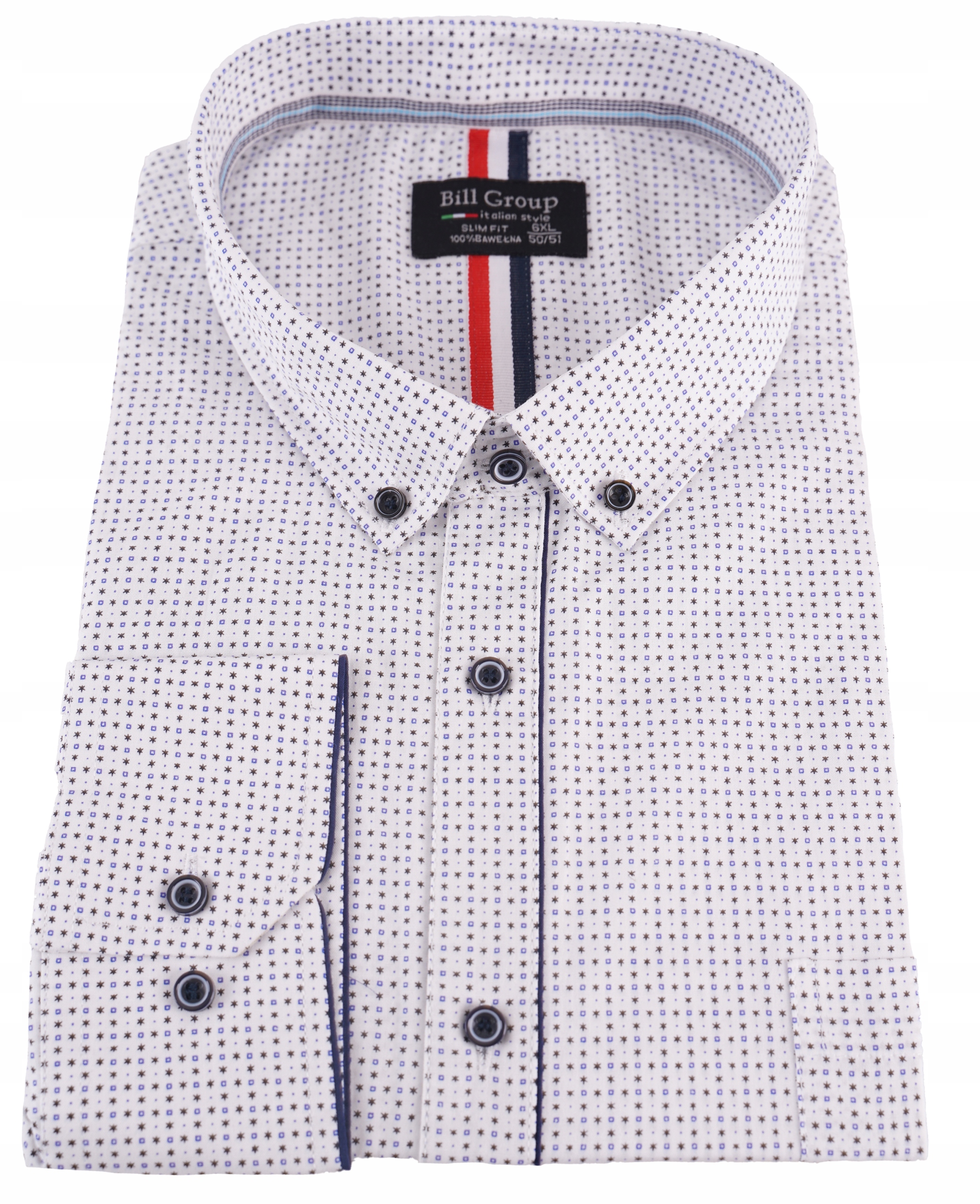 

Koszula Męska Biała Casual Duża Wzór 4XL 48/49