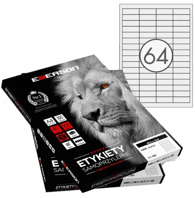 

Etykiety samoprzylepne A4 Emerson 100ark 48,5x16,9