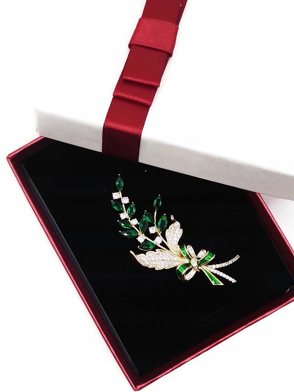 Luxusní Brož Květinová Mašle 18K Zlato Dárek Krabička