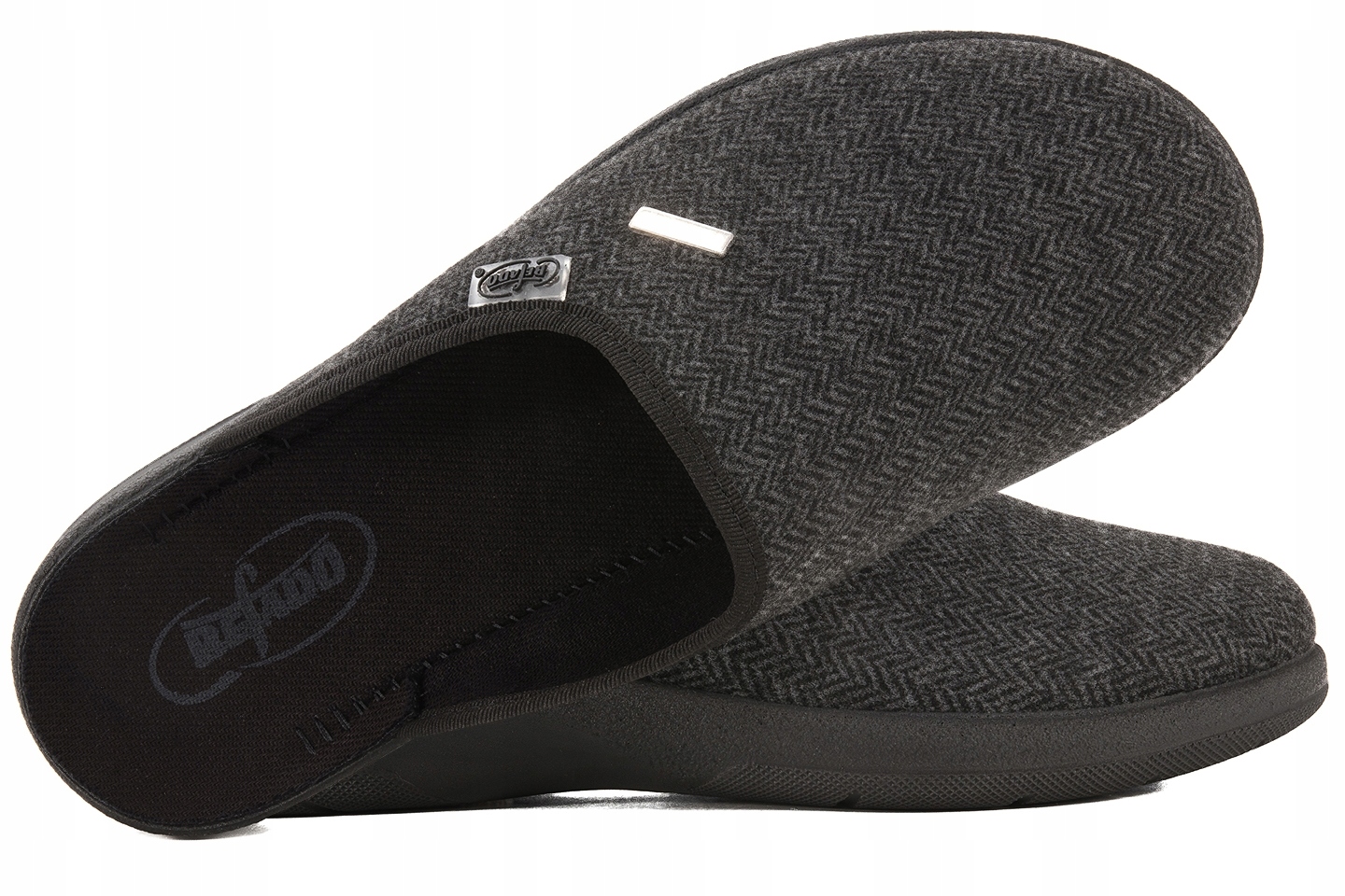 BEFADO 548M022 DOMOWE MĘSKIE KAPCIE KLAPKI PU grafitowe