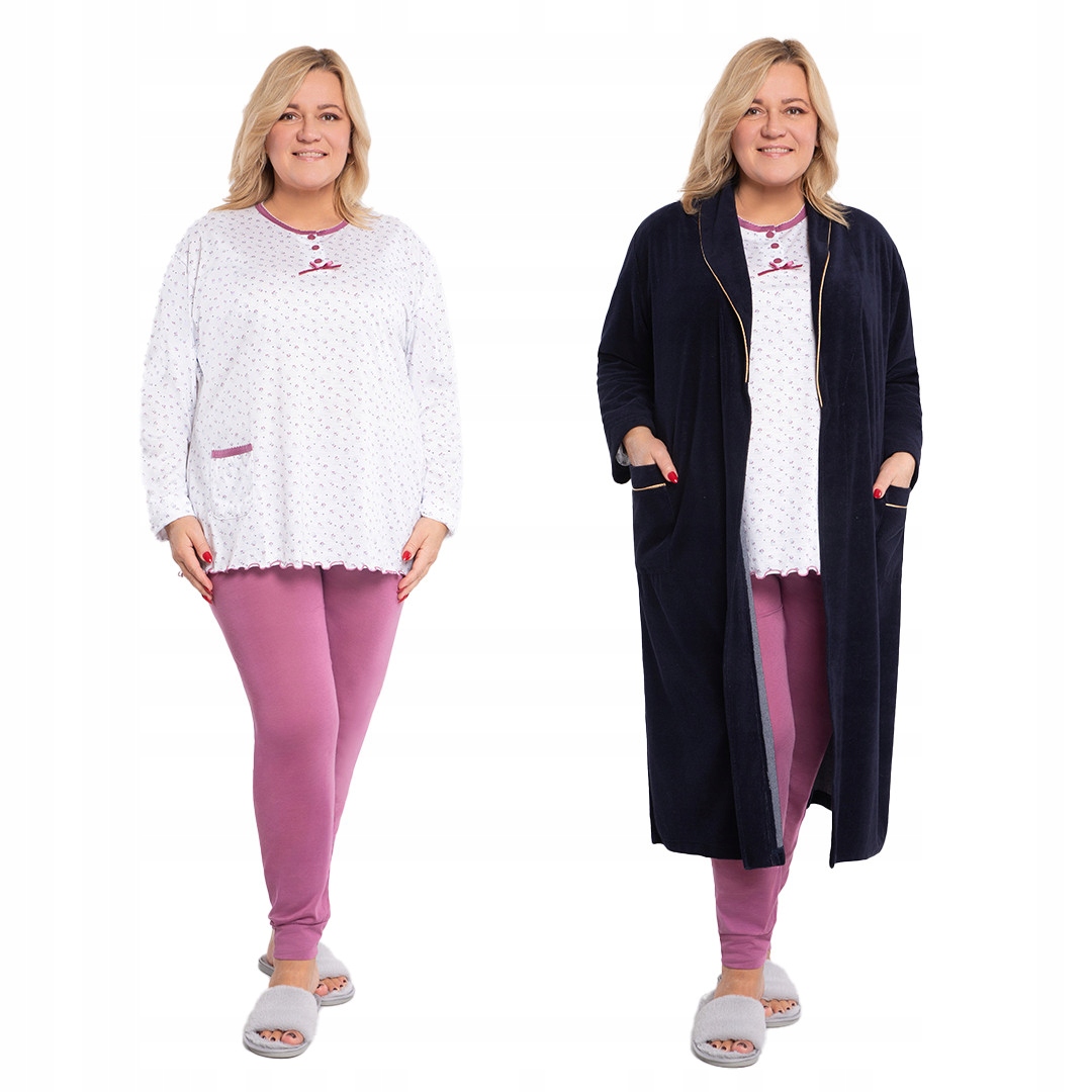 Bílo-fialové pyžamo s malými kvítky 54