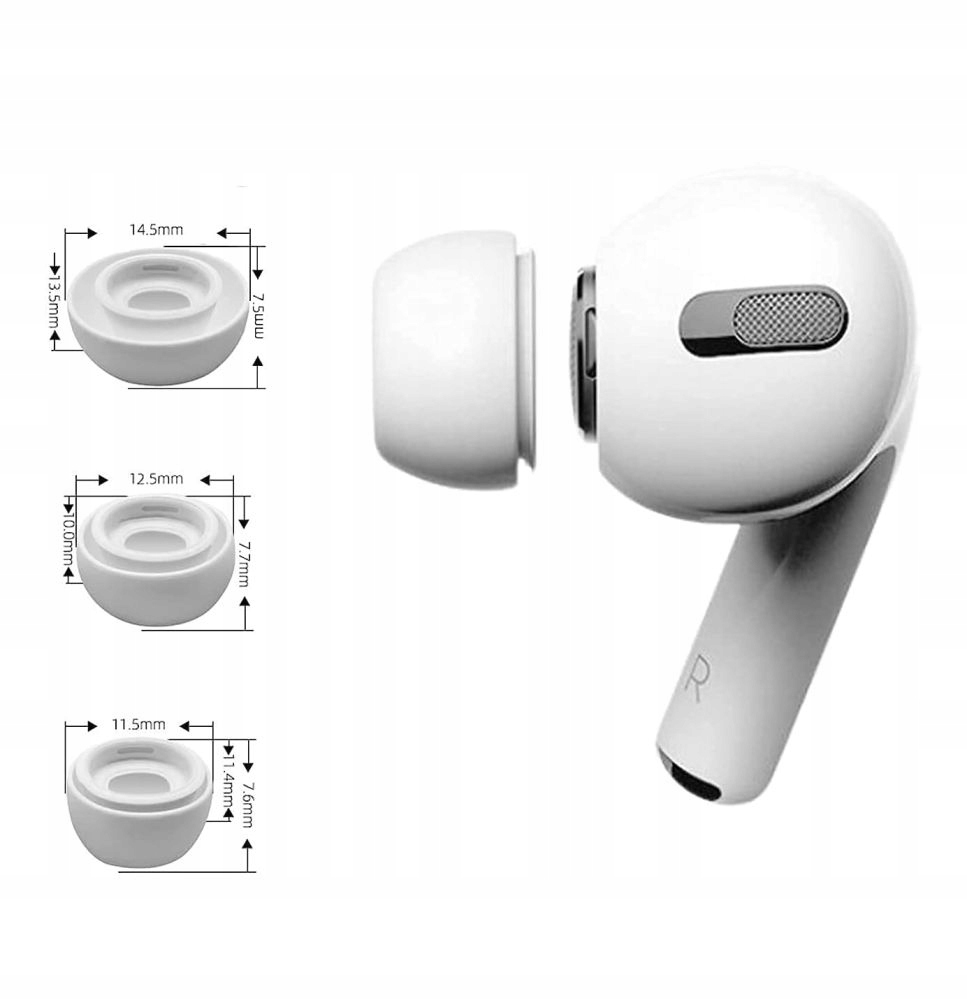 3x Wymienne Nakładki Gumki Końcówki do AirPods Pro Kod producenta 9589046924415