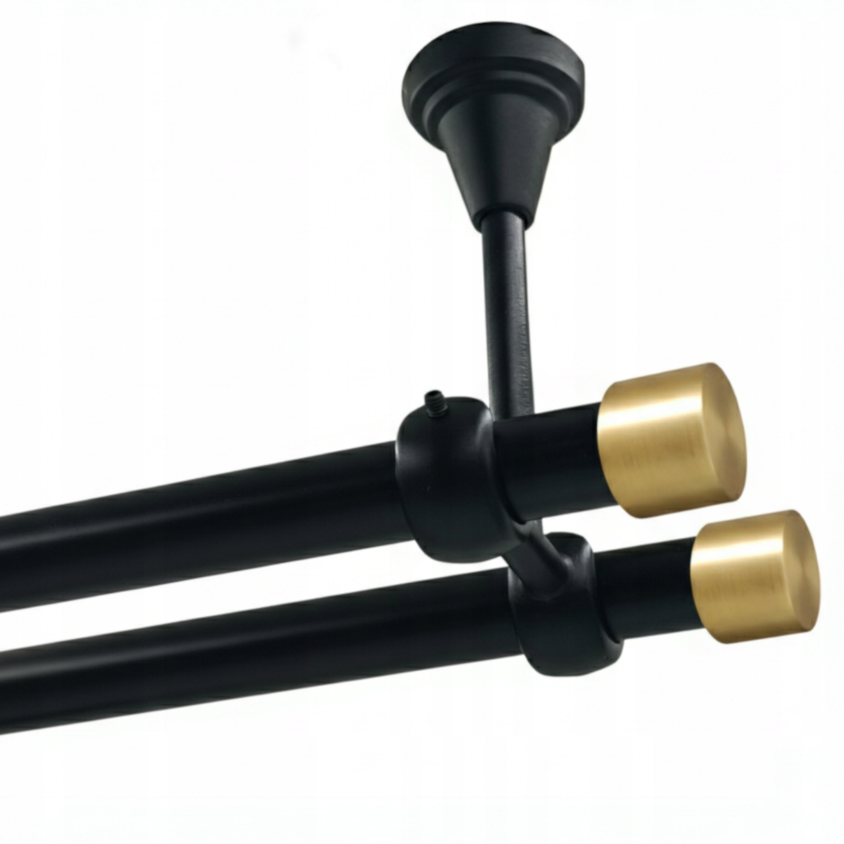 Garnýž dvojitá Stropní kanystr Metal 19+19 mm Černý 200 cm Luna Gold Bez Koleček