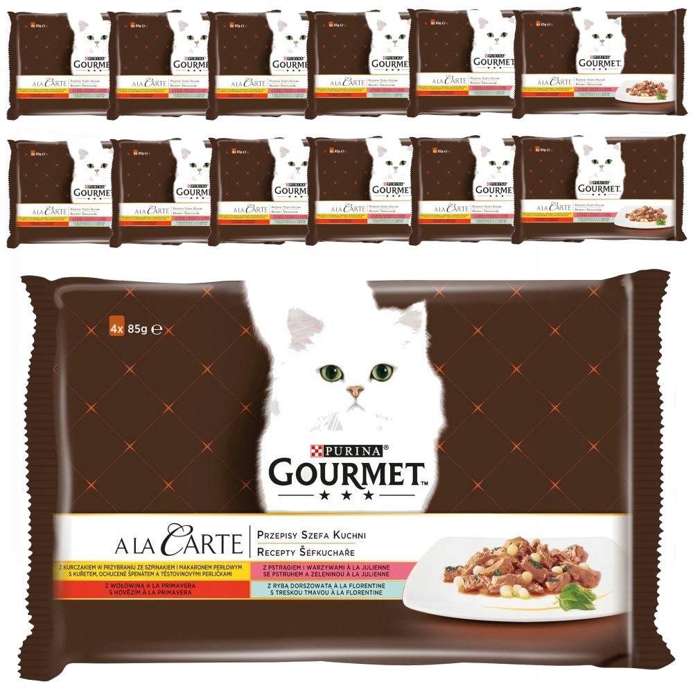 Levně Purina Gourmet a La Carte Krmivo pro kočky Recepty šéfkuchaře 48x85 g