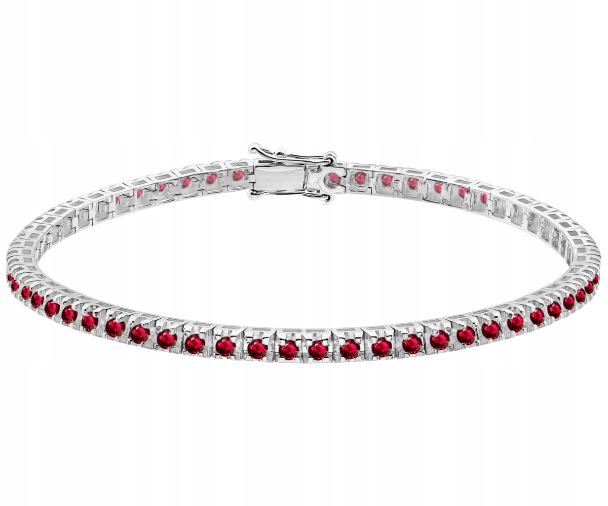 Náramek z bílého zlata 585 s rubíny 3,15 Ct Gravírování jako Dárek