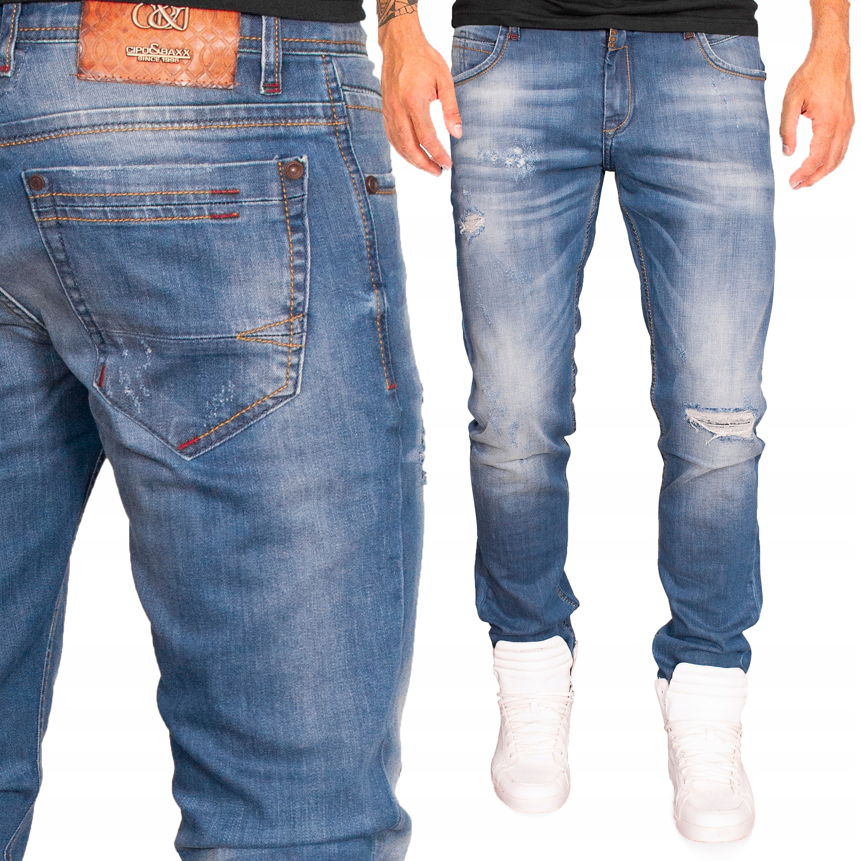 

Spodnie Cipo Baxx Jeansy Przecierane Slim Fit