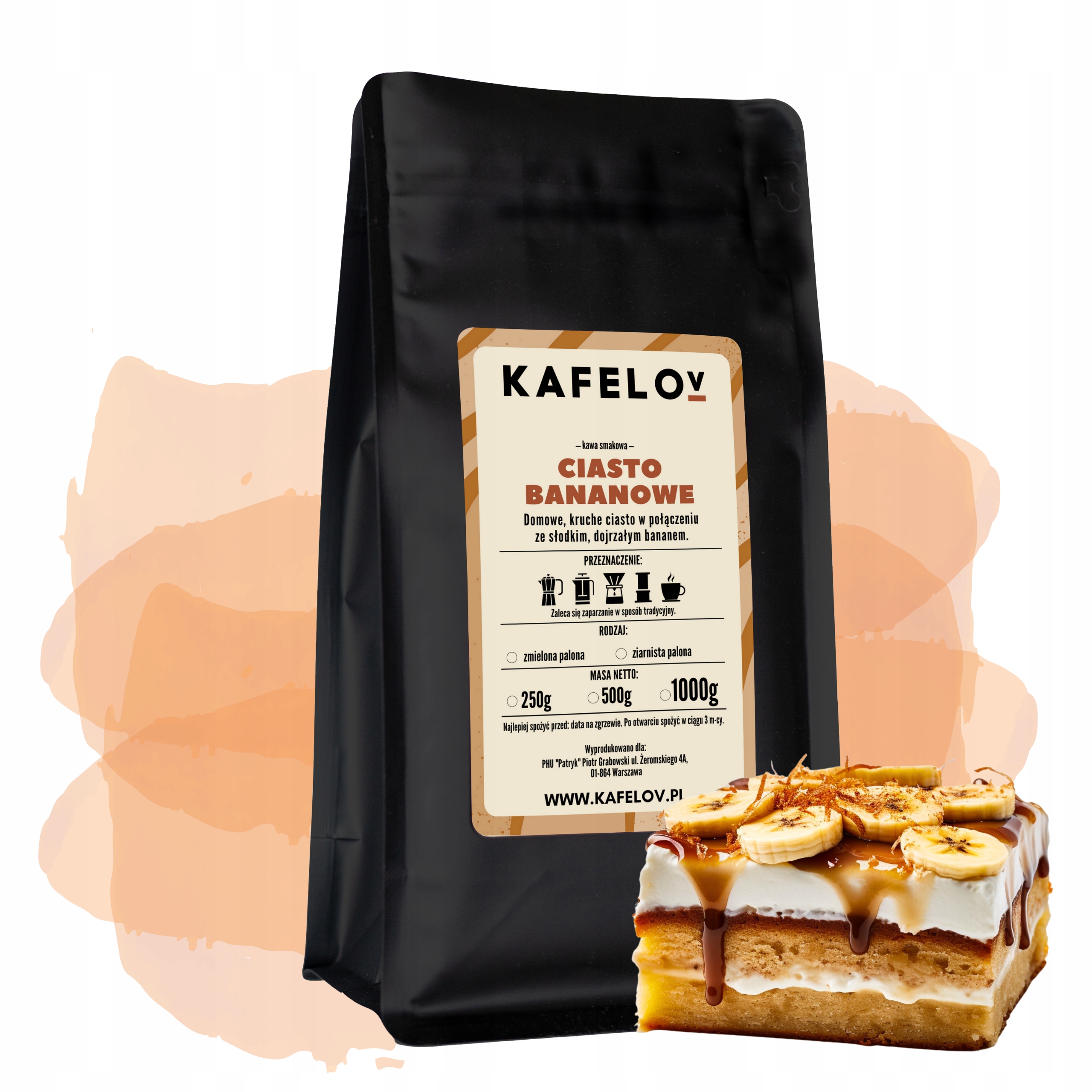 Levně Káva mletá ochucená Banánový Koláč čerstvě pražená arabika 1 kg