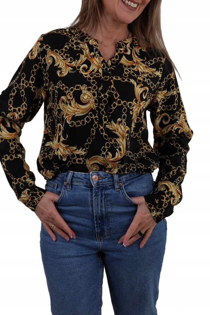 

Zwiewna Lekka Koszula Stójka Modny Print MIX *XL