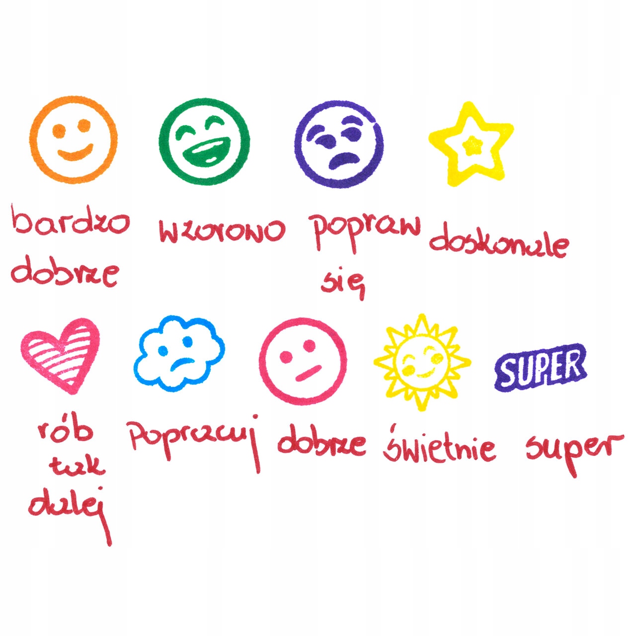 Kidea stempelki motywacyjne pieczątki 9 szt Płeć chłopcy dziewczynki