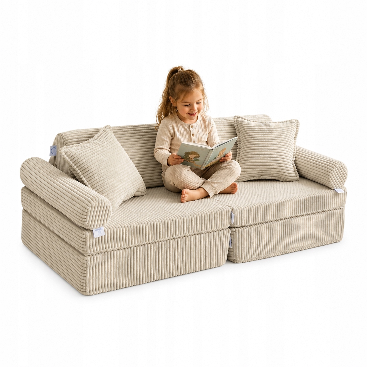 Kanapa Modułowa Montessori Mini Comfort – Sztruks Beż Premium