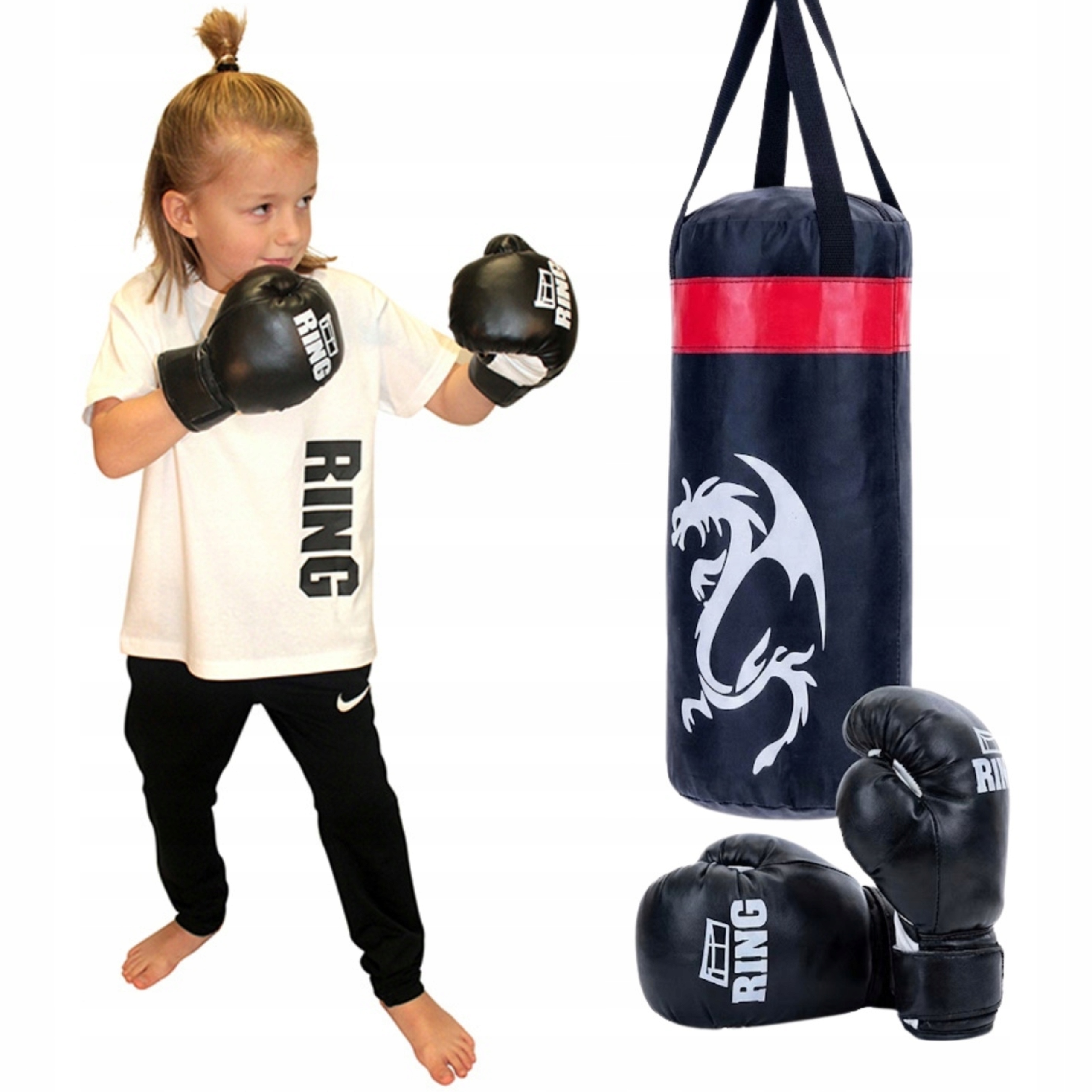 Worek Bokserski Dla Dzieci Wiszący Rękawice Bokserskie Dziecięce Zestaw