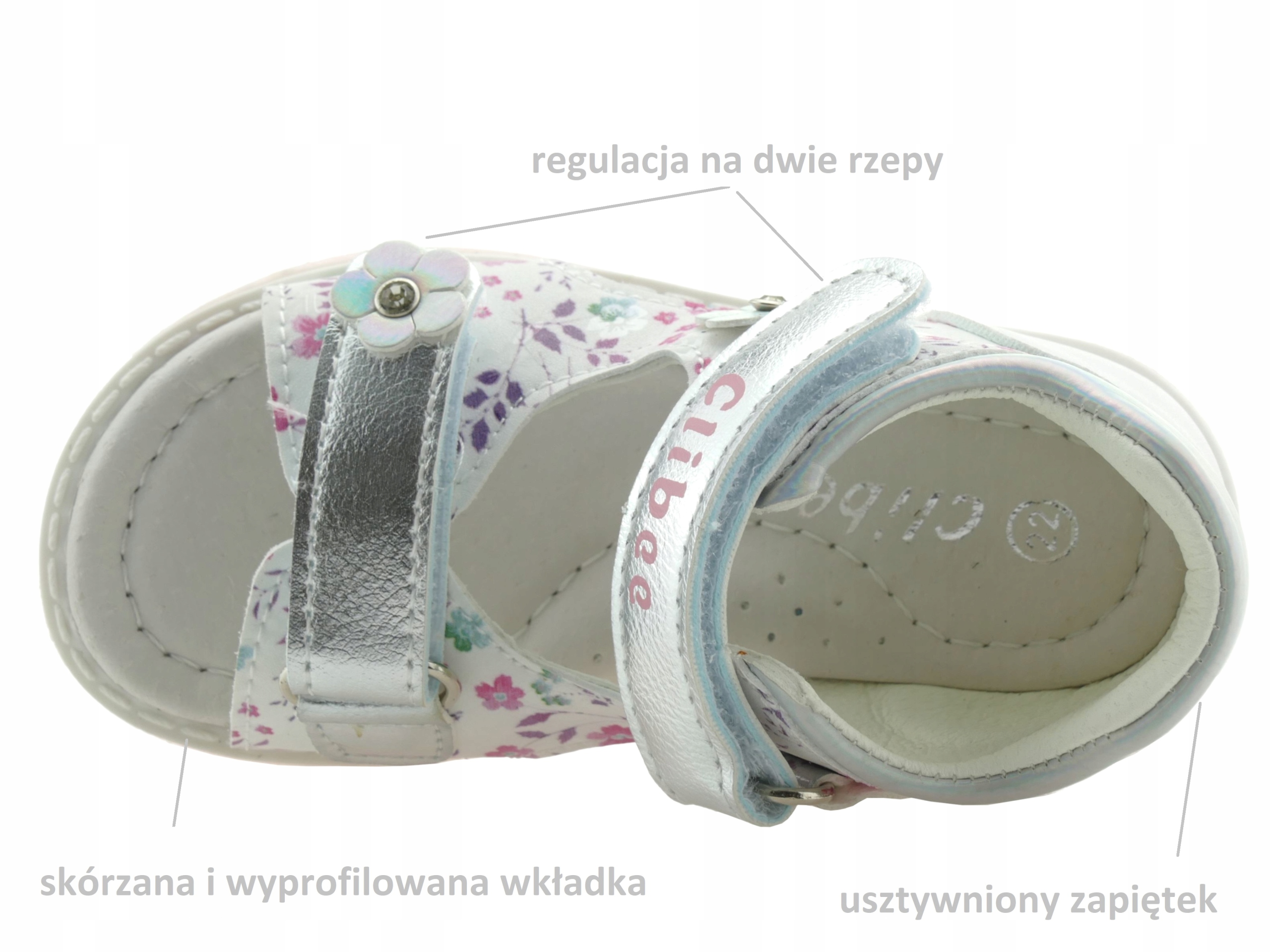 SANDAŁY DZIEWCZĘCE BUTY DZIECIĘCE SANDAŁKI NA RZEPY WKŁ. SKÓRA R. 24 Materiał skóra ekologiczna