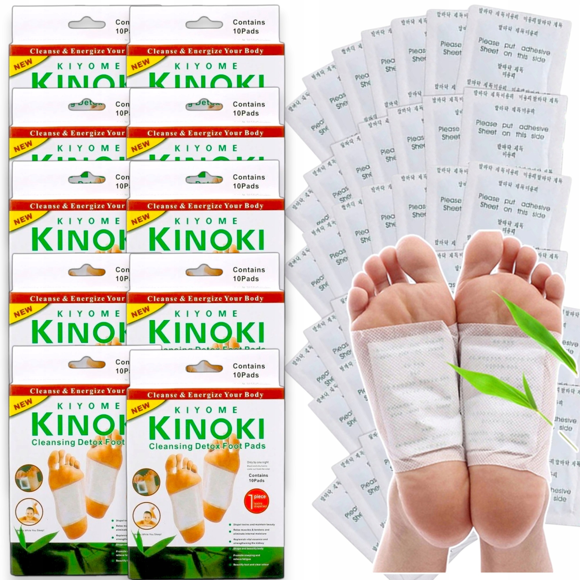 100x PLASTRY PLASTER OCZYSZCZAJĄCE KINOKI Z TOKSYN NA STOPY TOKSYNY DETOX