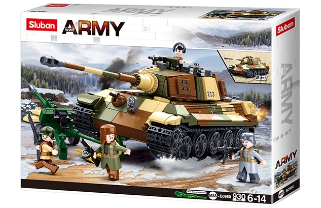 Klocki Sluban M38-B0980 Panzerkampfwagen lub Jagdtiger Czołg 2w1 Wojsko