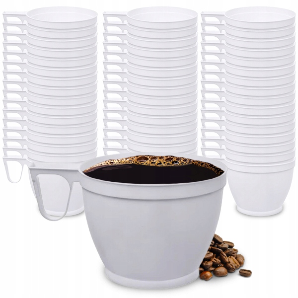 KUBKI jednorazowe filiżanka biała do KAWY HERBATY 50szt REUSE