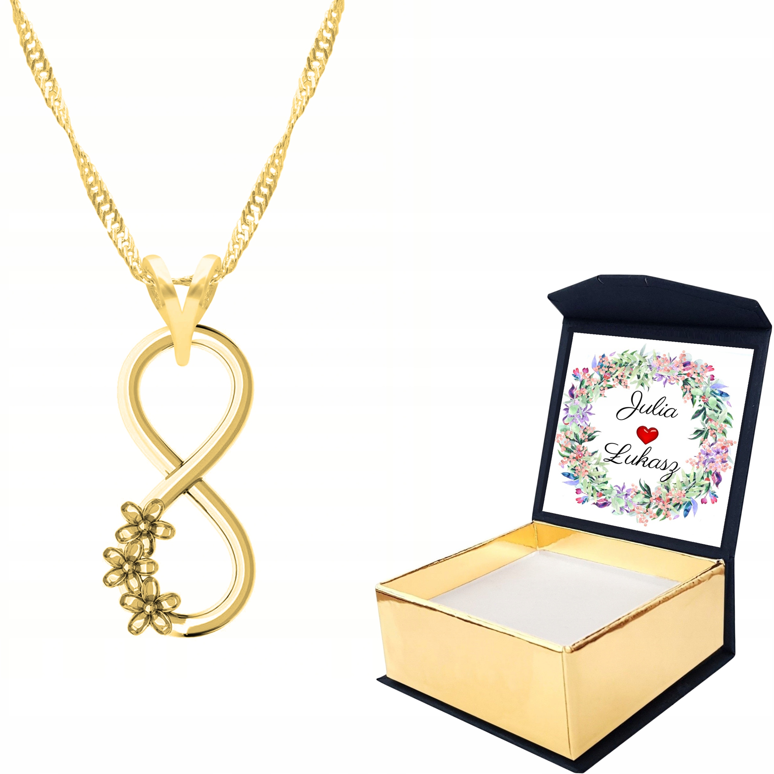 Zlatý náhrdelník 925 Nekonečno Vlastní Potisk