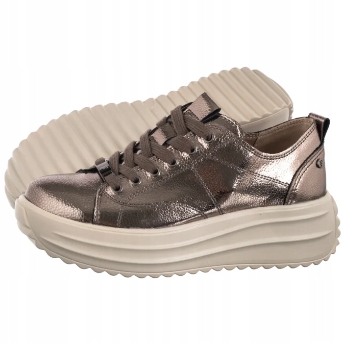 Kožené dámské tenisky na platformě Filippo Platinová barva DP6795