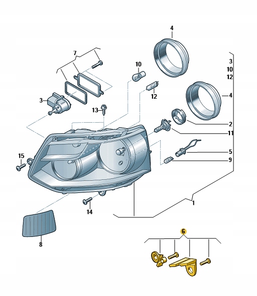 7E0998226 - HEADLAMP REPAIR KIT VW Transporter T5 p