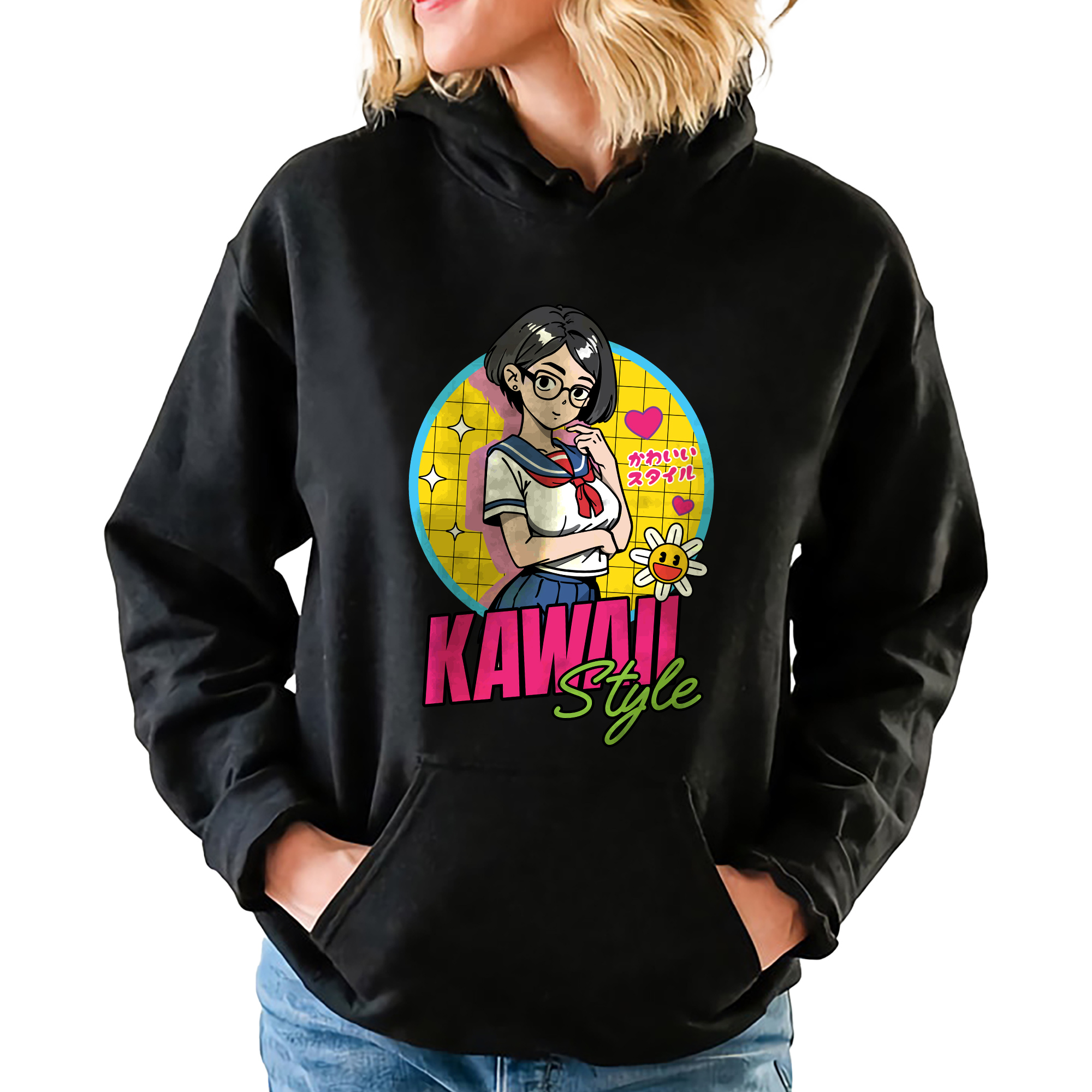 Mikina S Kapucí Kawaii Style Japonské Anime Kawaii Vzory Vel XXL