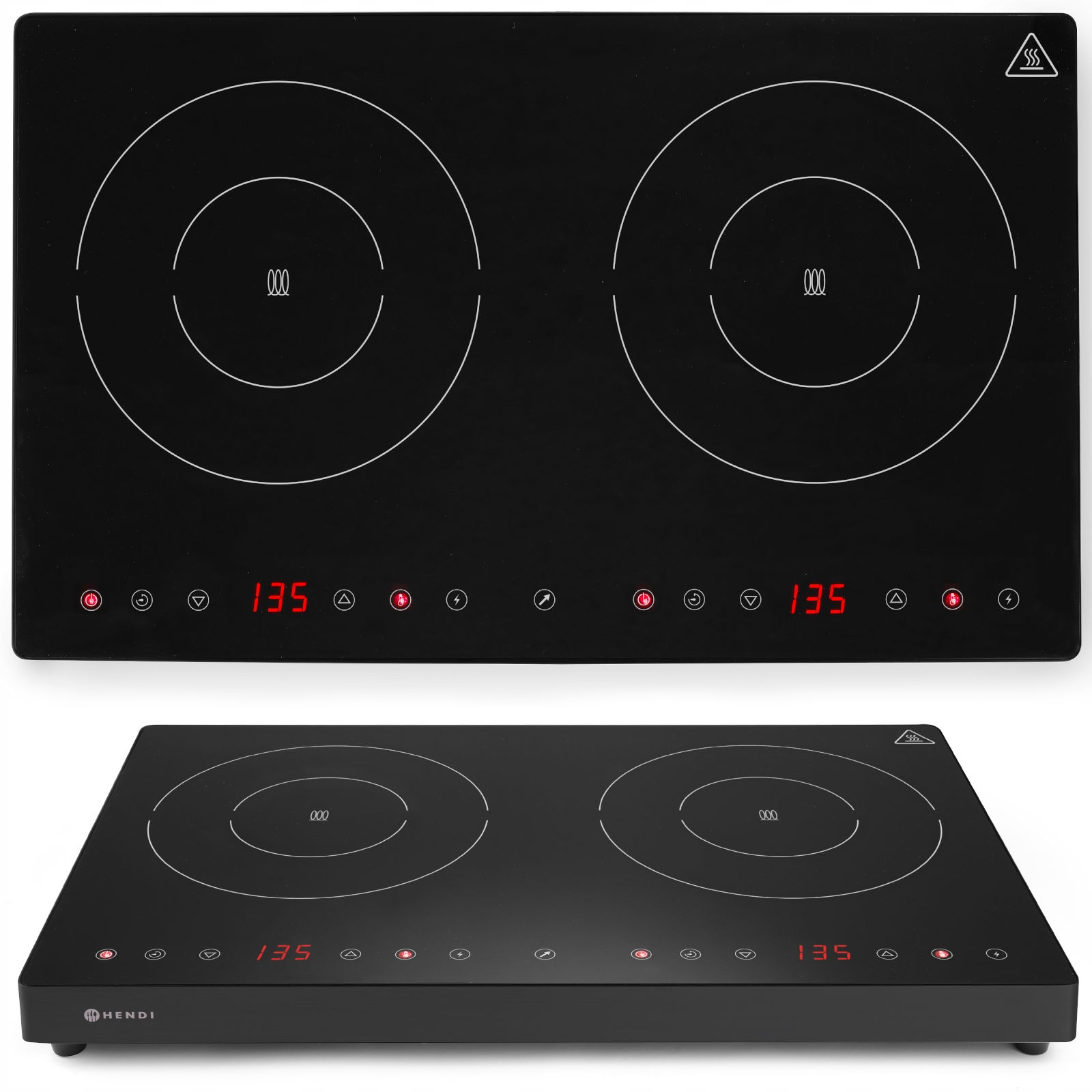 Nastaviteľná indukčná varná doska Hendi 2 polia 3500 W, priemer 22 cm, dotykový panel
