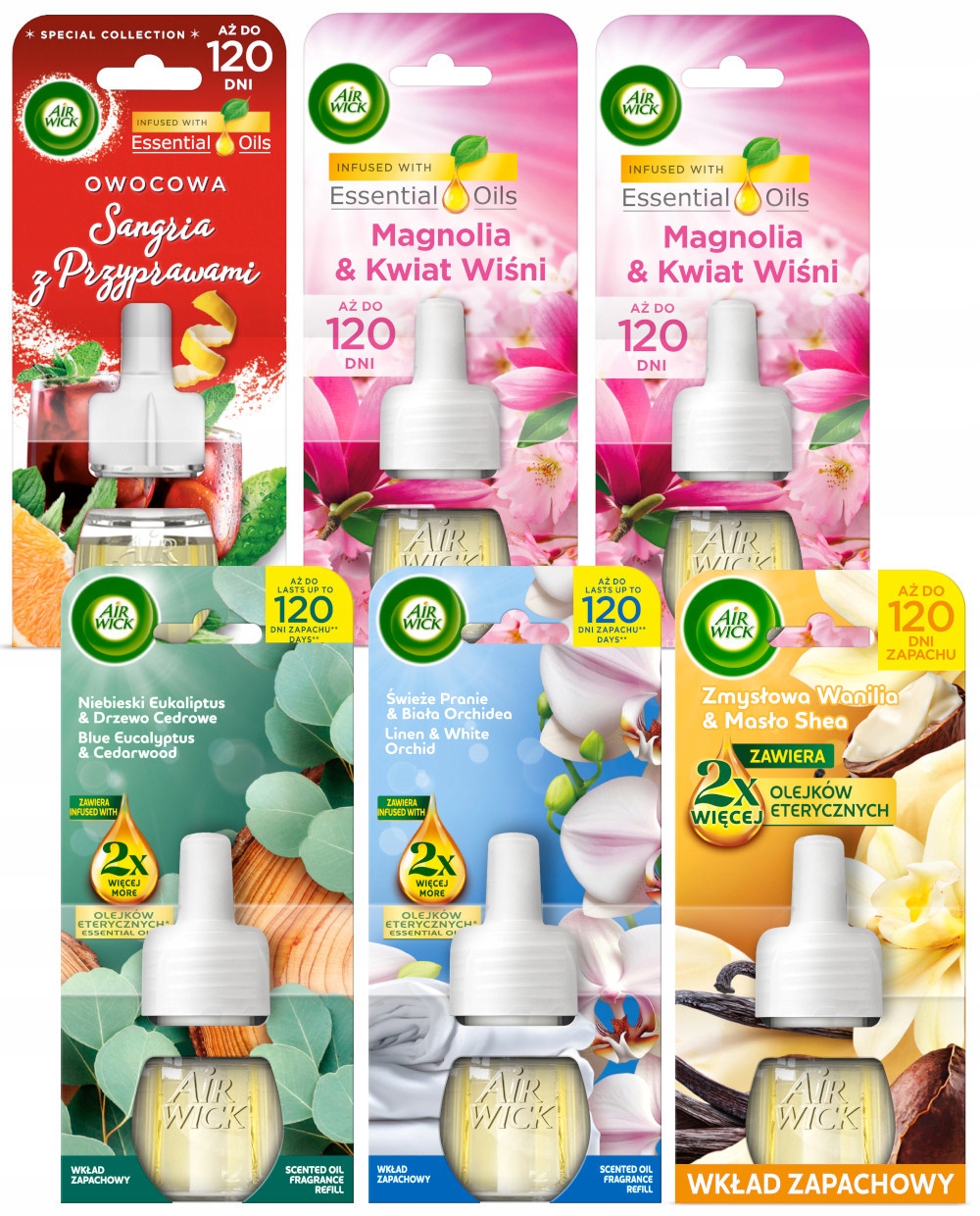 Air Wick Elektrický osvěžovač vzduchu sada náplní MIX vůní 6 x 19 ml