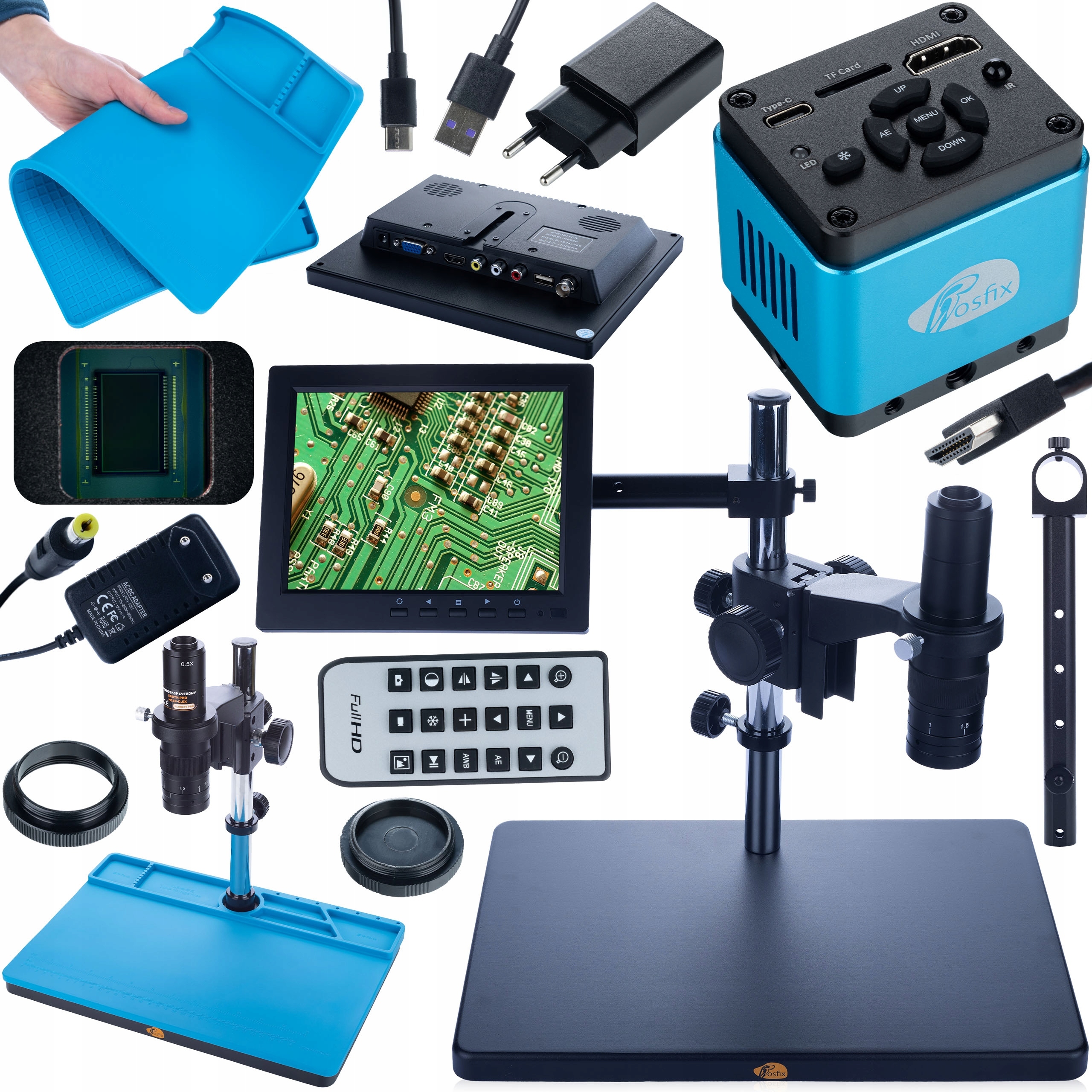 Digitální Mikroskop Kamera Uhd Velká Silikonová Podložka Držák Displej 8“