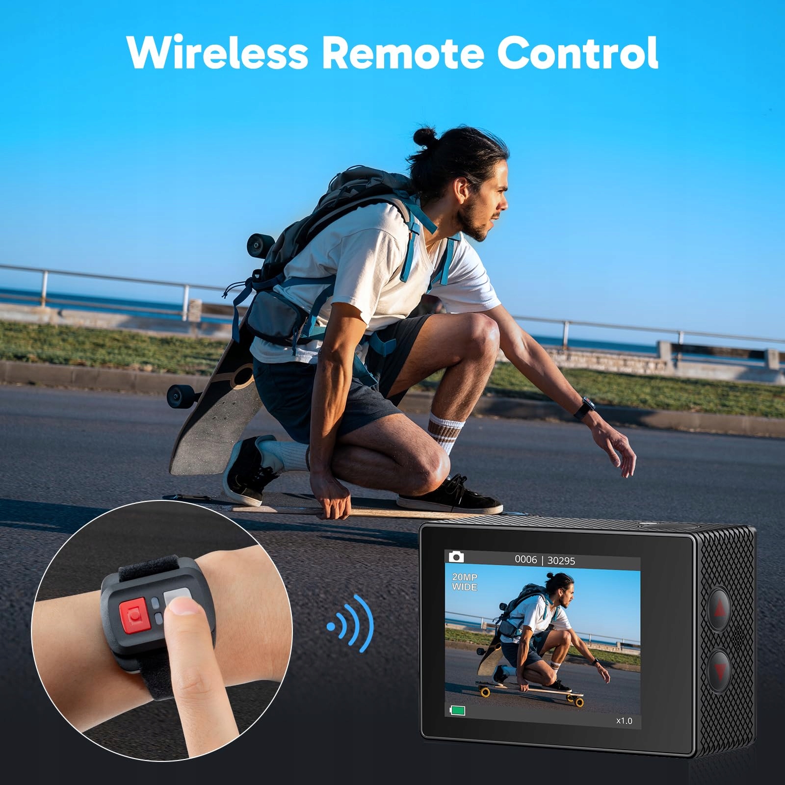 AKASO Kamera Sportowa 4K 20MP WiFi Podwodna 170° LCD Pilot 2x1050mAh — miniatura 5