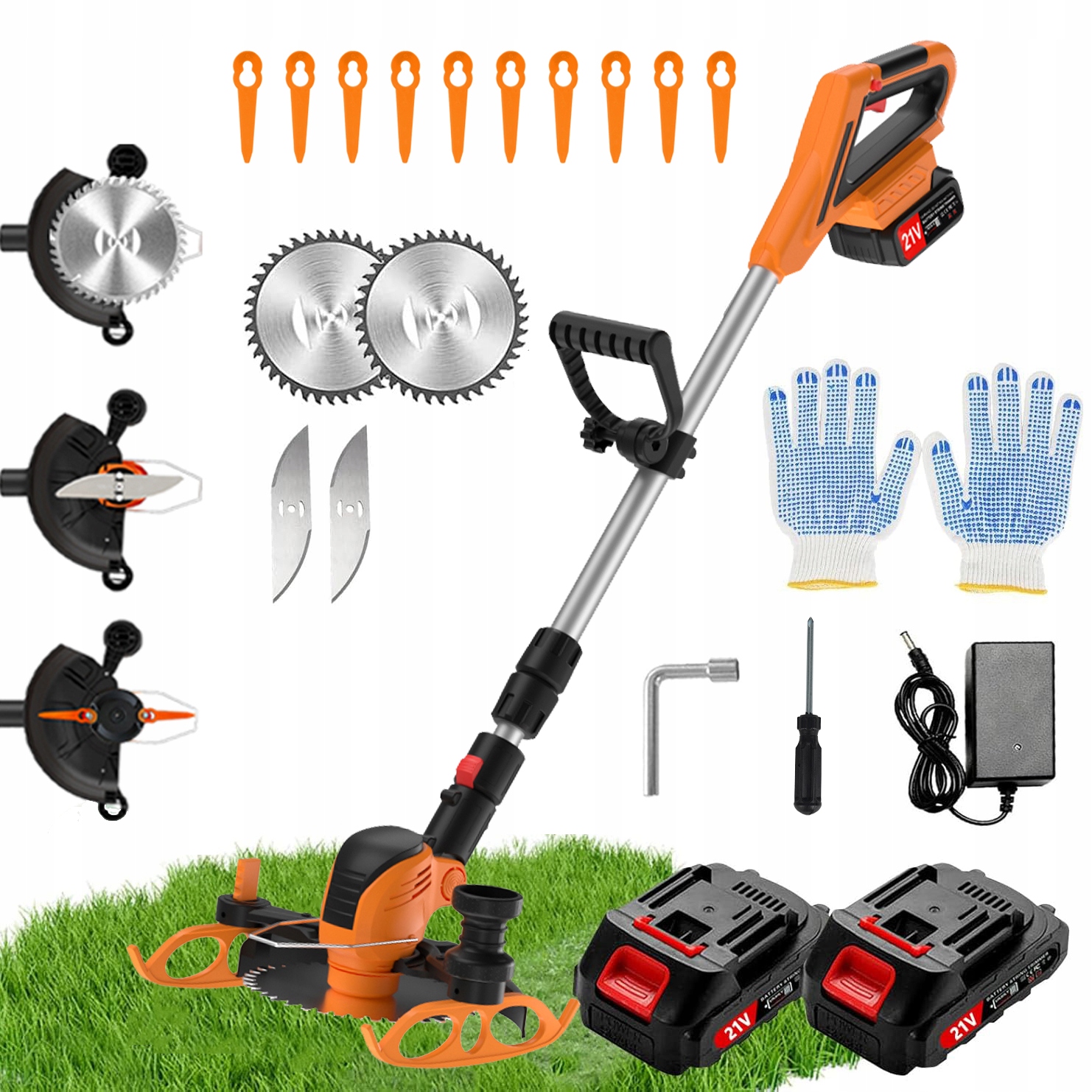 Akumulátorový vyžínač 100W, 2x 3Ah, 15000 ot/min, Bez kabelu, Lehký, pro zahradu