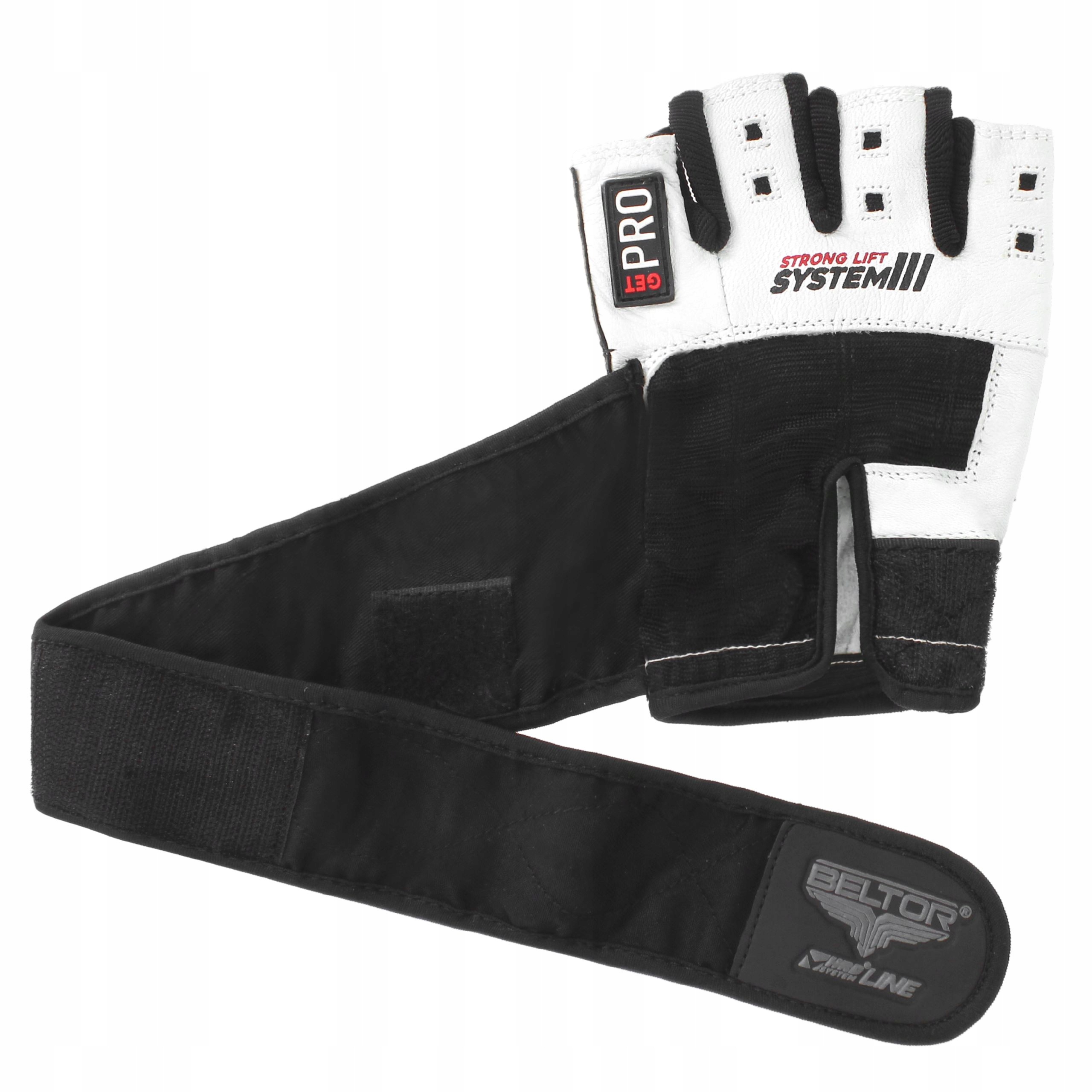 BELTOR RĘKAWICZKI NA SIŁOWNIE STRONG LIFT SYSTEM 3 Z OWIJKĄ ROZMIAR S Materiał dominujący skóra naturalna